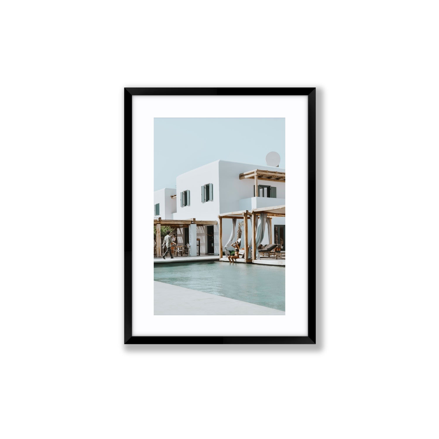 Aphrodite Mykonos Greek island wall art Medium fine art print in black frame with matboard