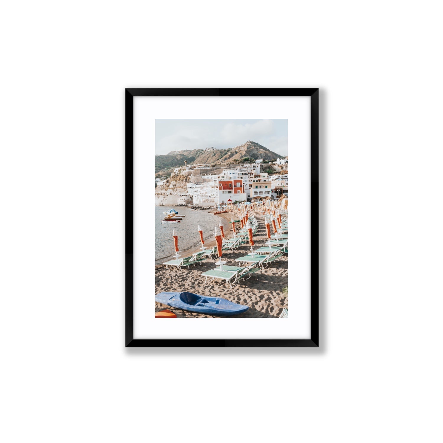 L'Isola del Paradiso Ischia Mediterranean wall art Medium fine art print in black frame with matboard