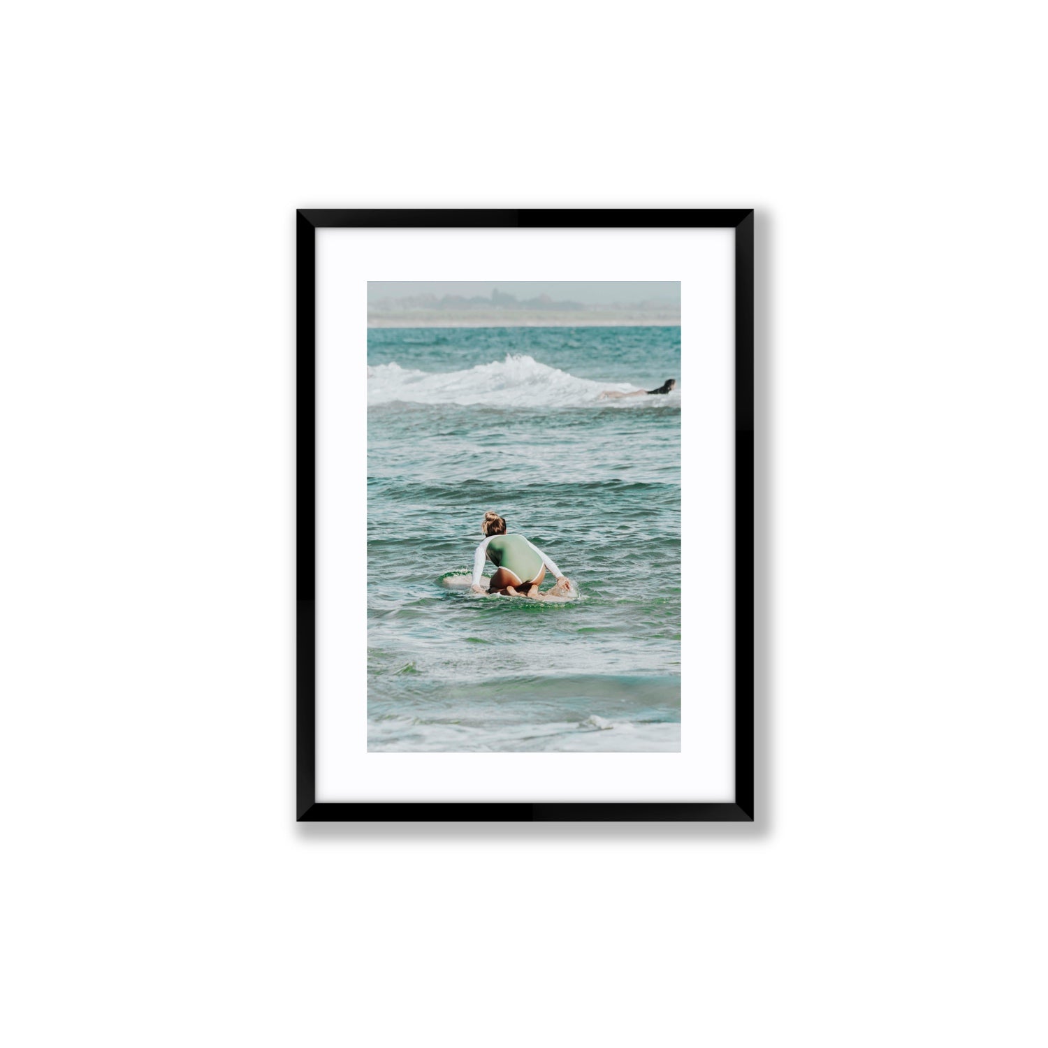 Quincy Byron Bay Surf coastal wall art Medium fine art print in black frame with matboard