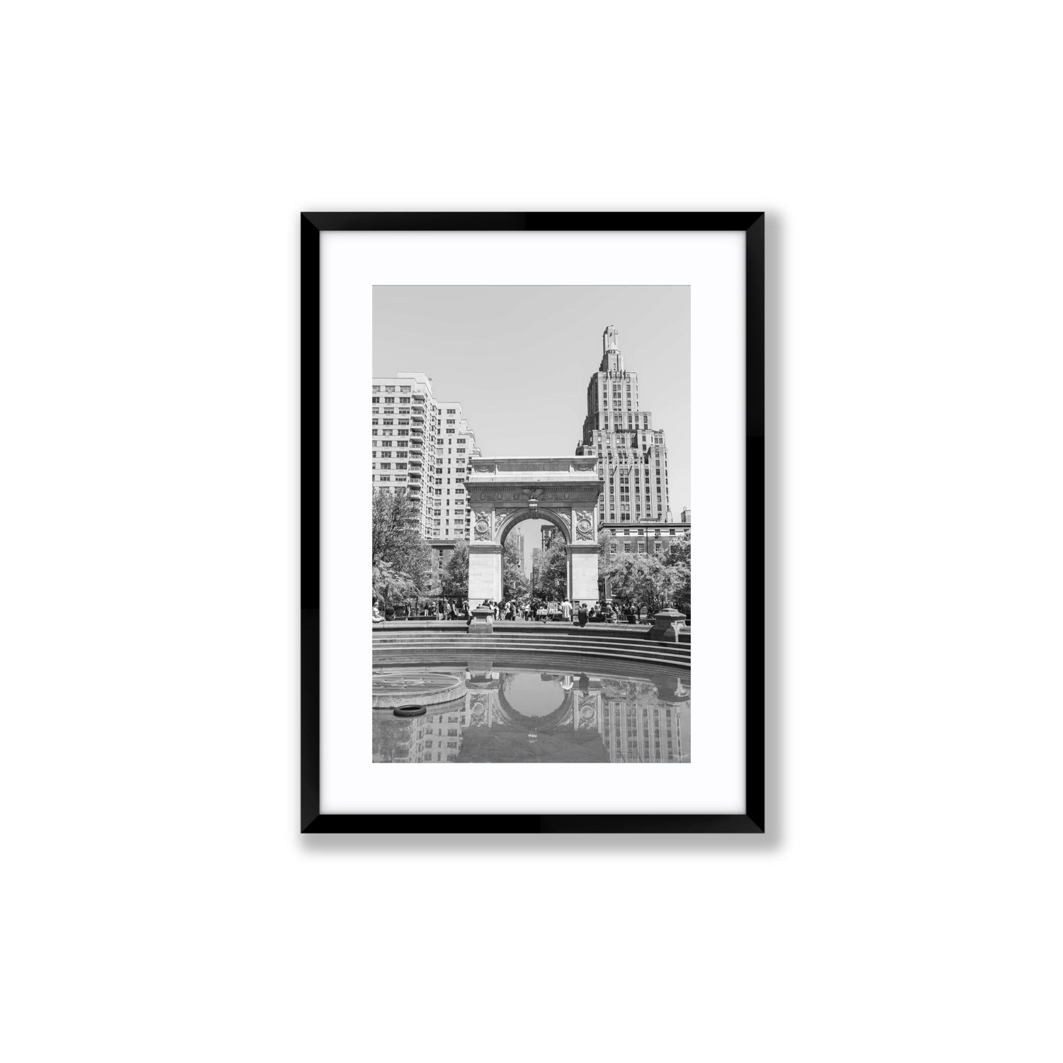 Washington Skyline New York NYC Black & White wall art Medium fine art print in black frame with matboard