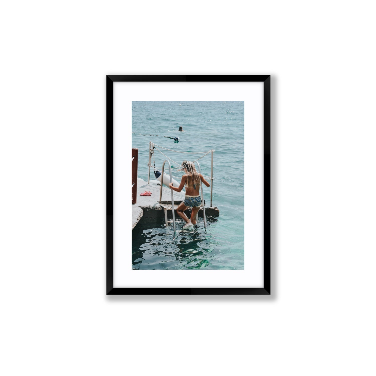 Little Mermaid Capri Mediterranean wall art Medium fine art print in black frame with matboard