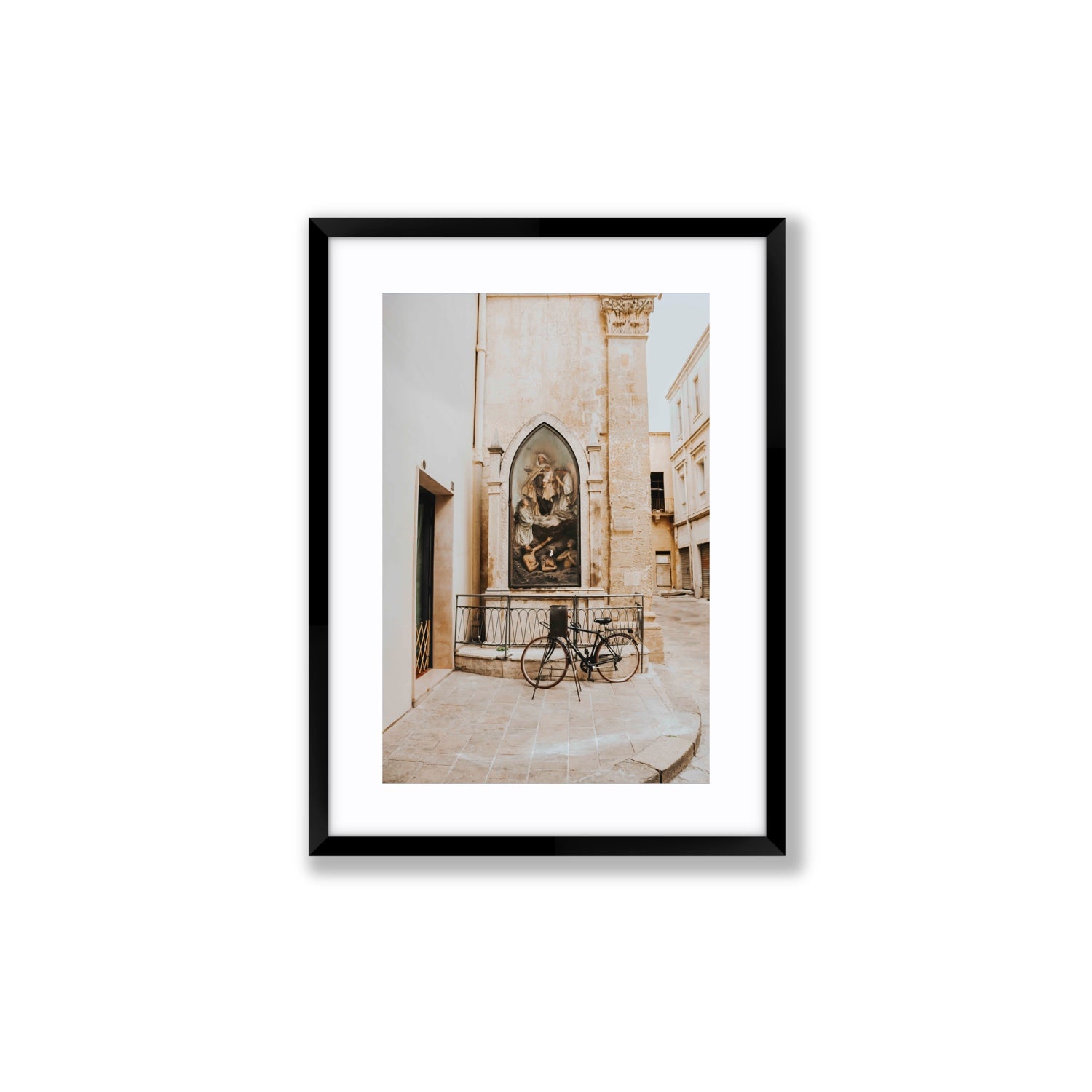 La Chiesa Puglia Otranto Italian wall art Medium fine art print in black frame with matboard
