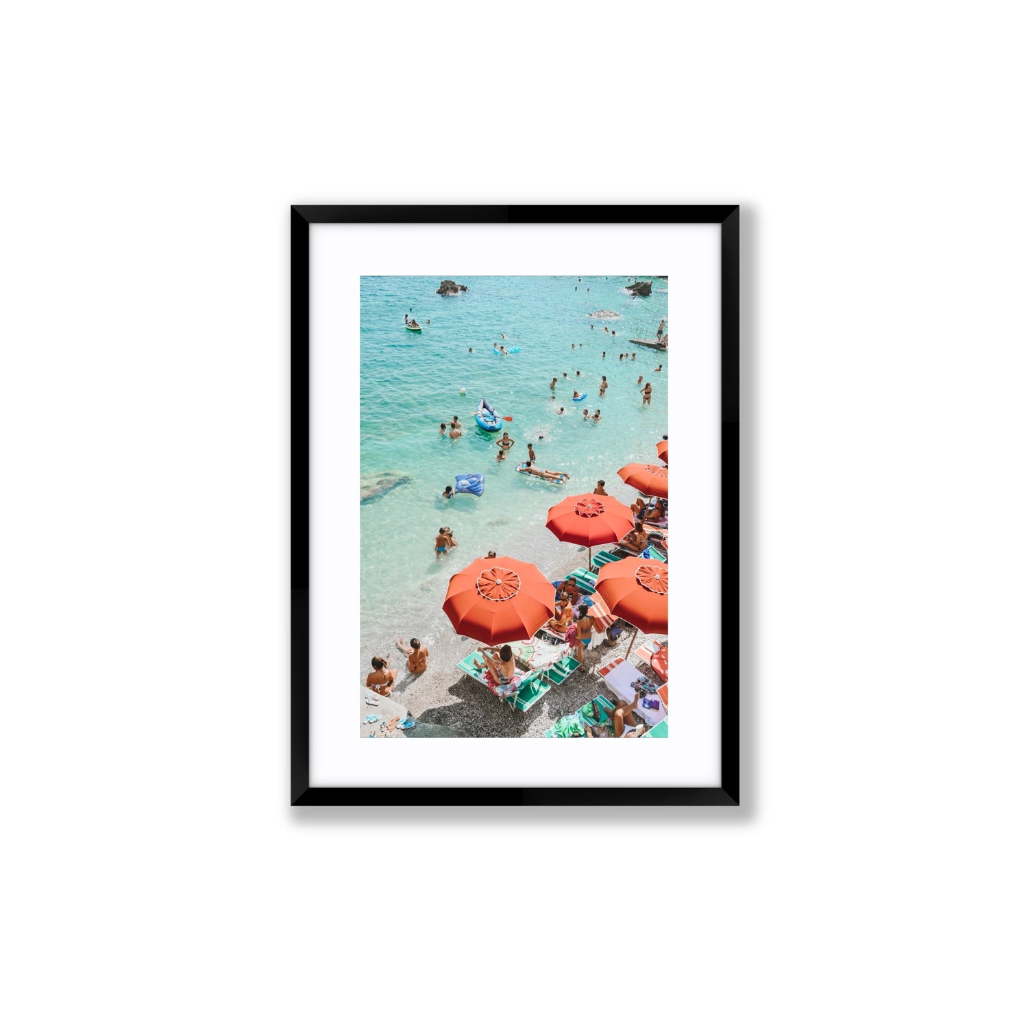 Easy Street Capri Italian beach wall art Medium fine art print in black frame with matboard