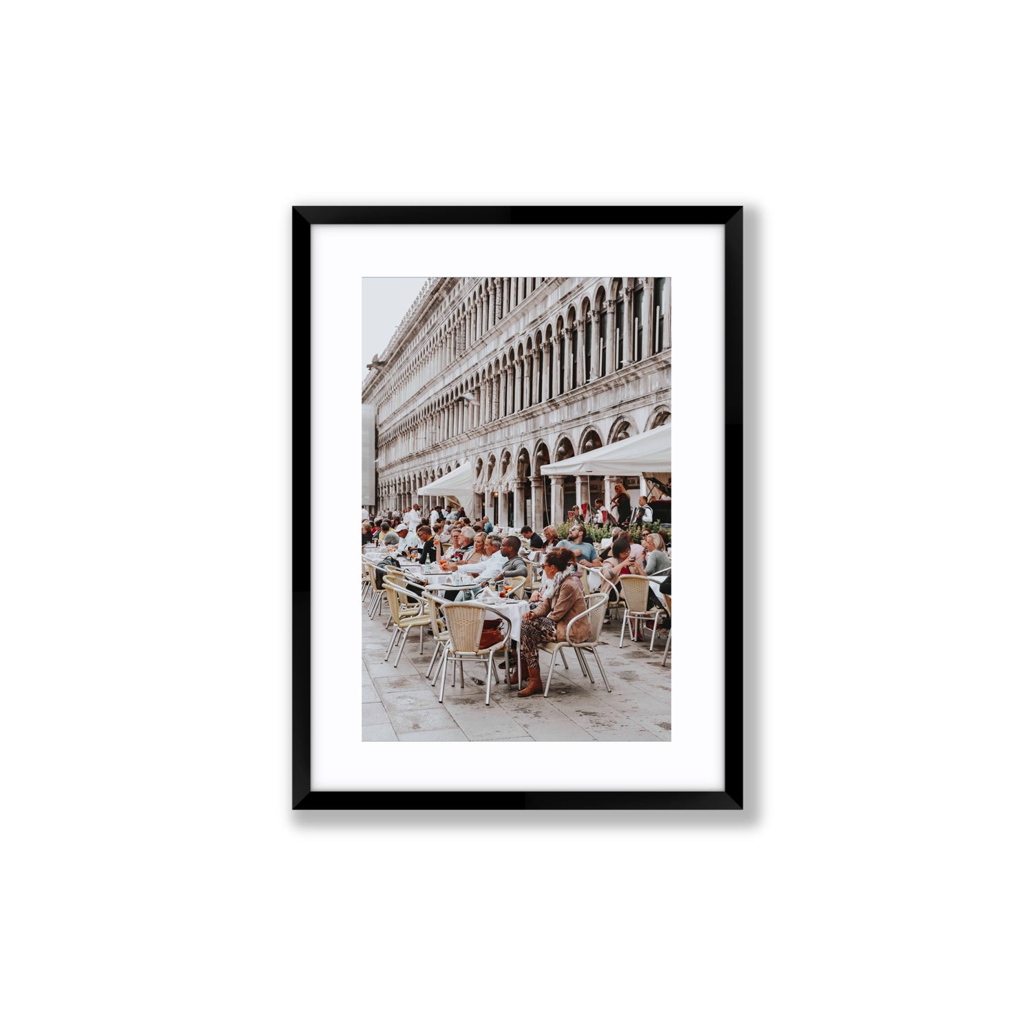 Lunchbreak Venice Italian wall art Medium fine art print in black frame with matboard