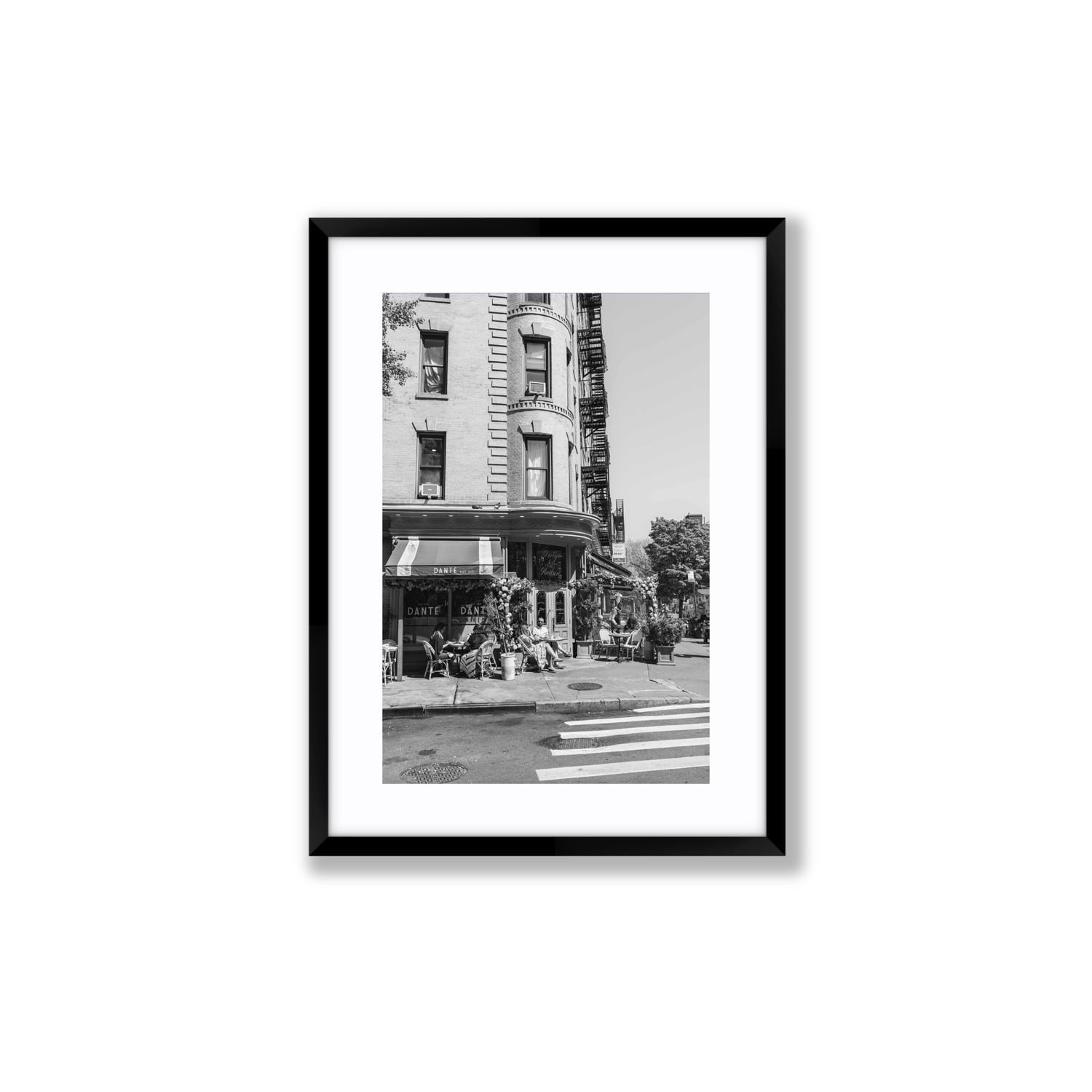 Sunny Soiree New York NYC Black & White wall art Medium fine art print in black frame with matboard