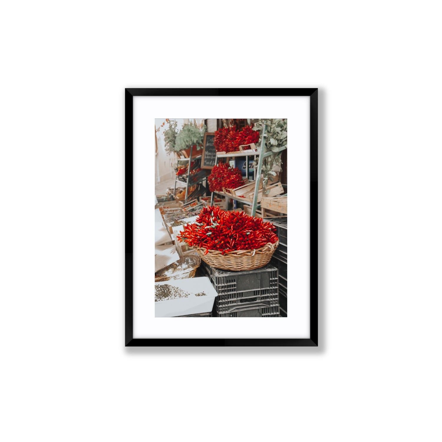Fiery Cluster Puglia Italian wall art Medium fine art print in black frame with matboard