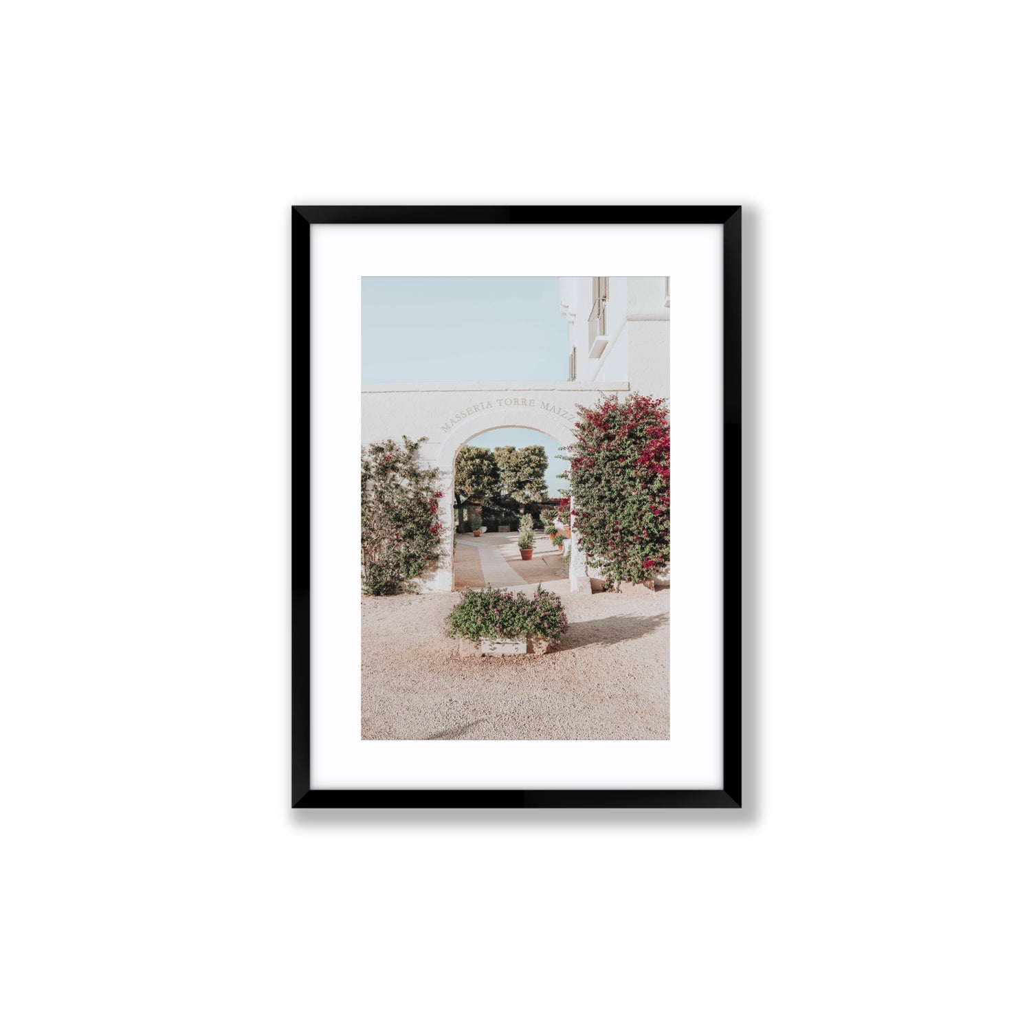 Torre Maizza Puglia Italian wall art Medium fine art print in black frame with matboard