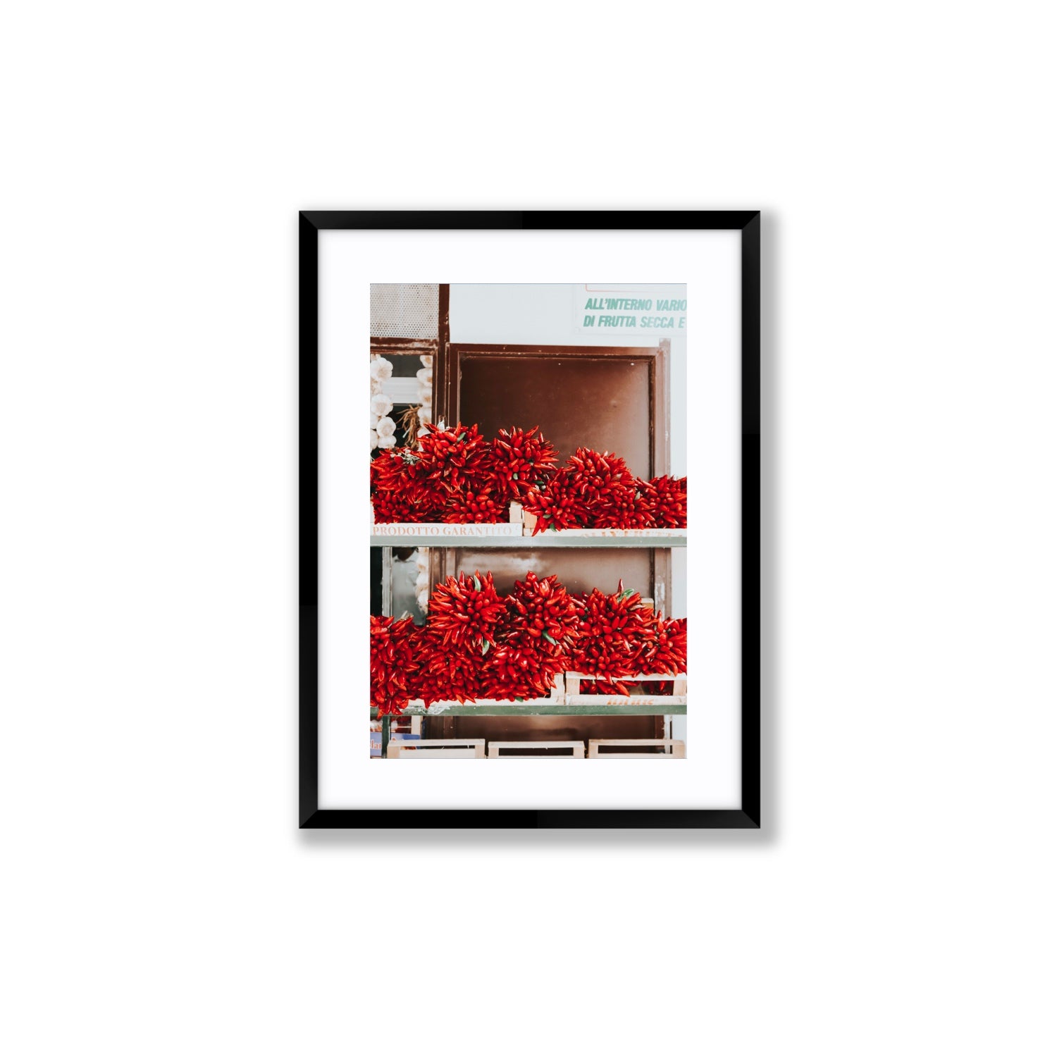Hot Harvest Puglia Italian wall art Medium fine art print in black frame with matboard