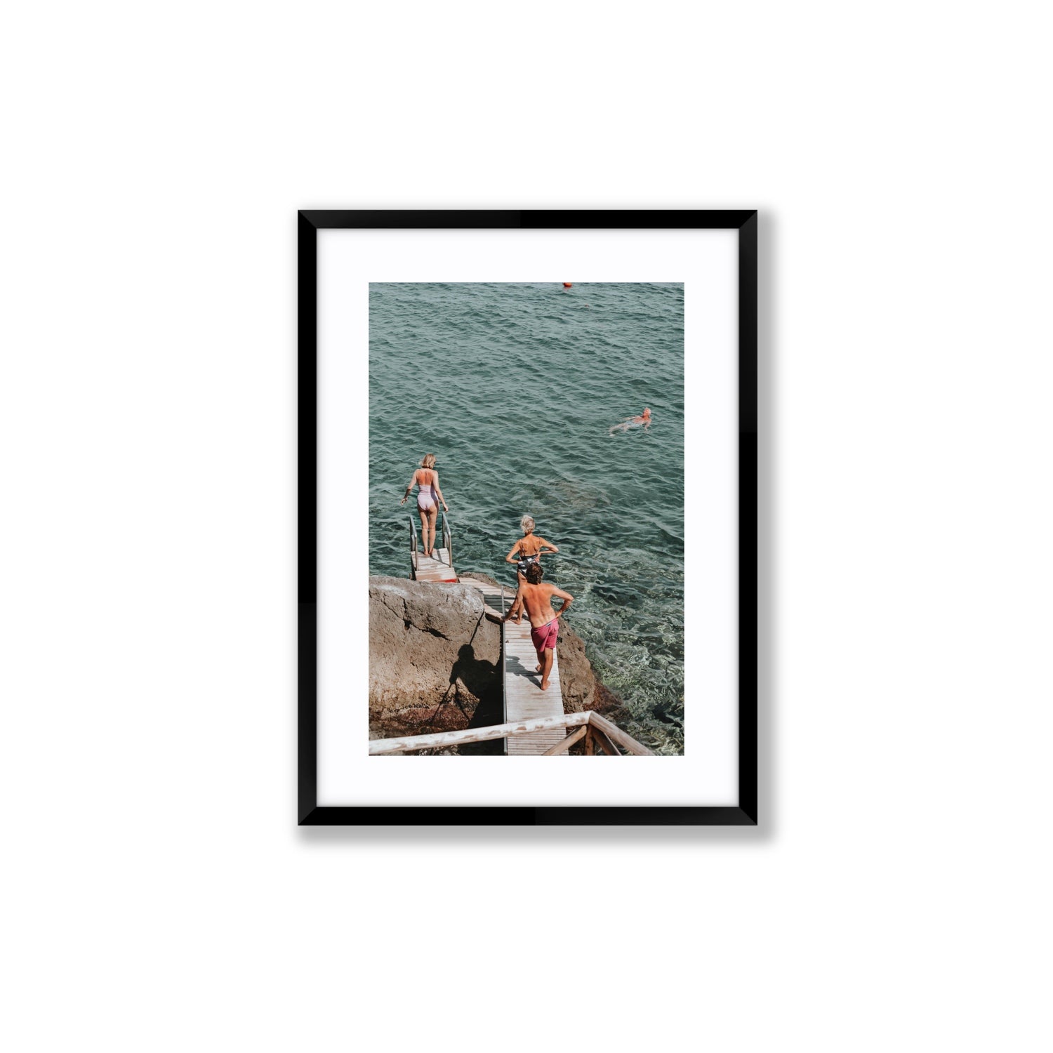Freewheeling Spirit Tuscany coastal Italian wall art Medium fine art print in black frame with matboard