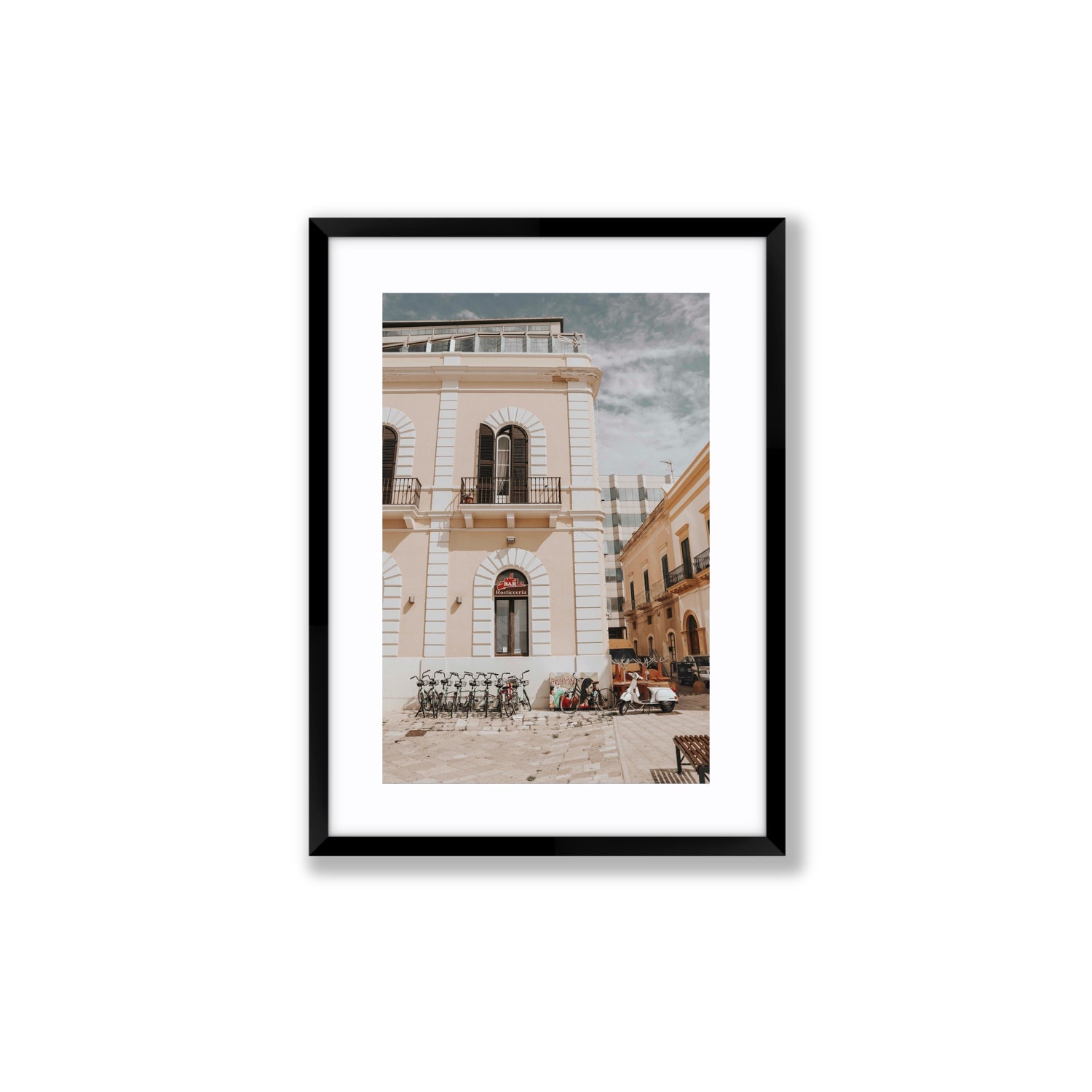 Rosticceria Puglia Italian wall art Medium fine art print in black frame with matboard