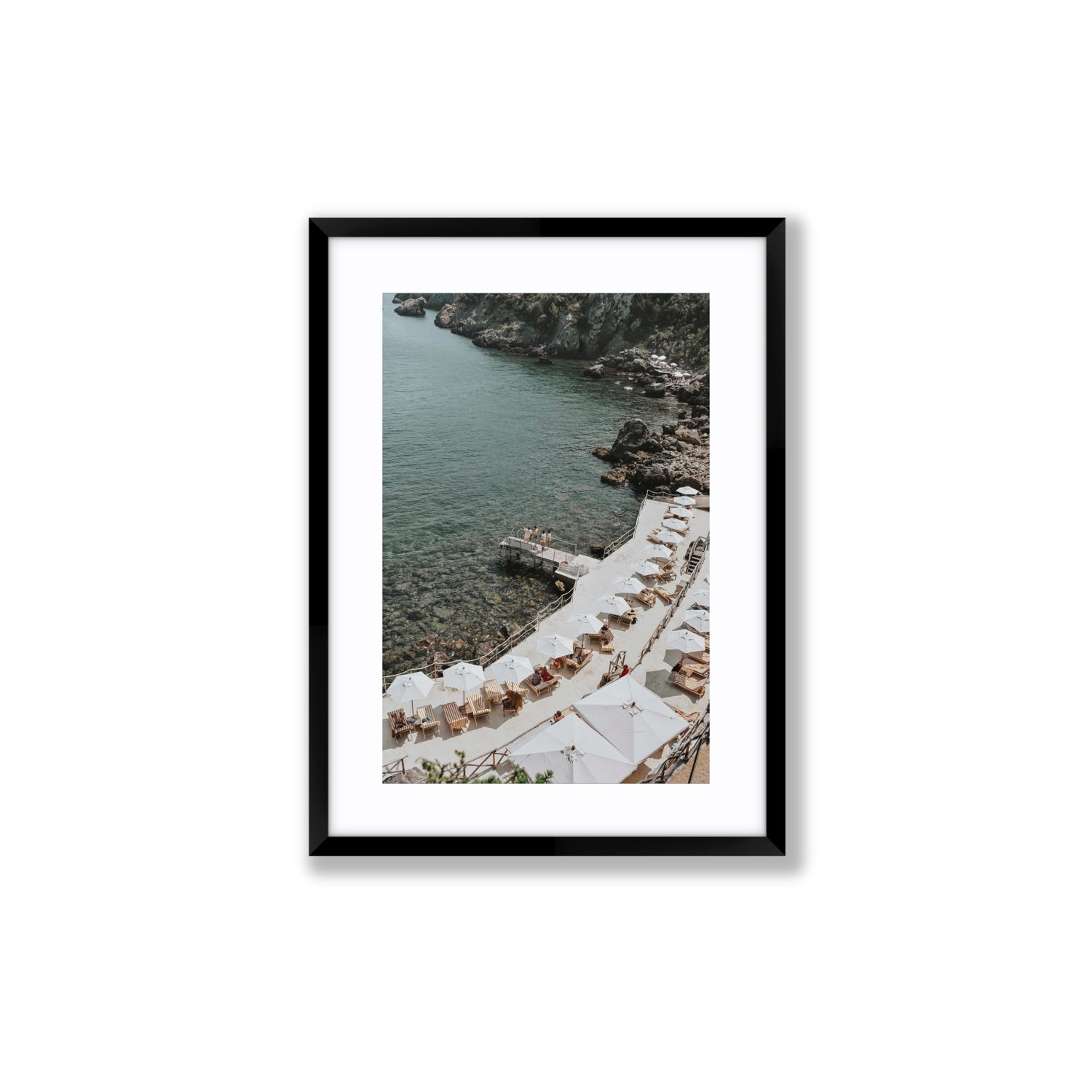 Pier Perspectives Tuscany coastal Italian wall art Medium fine art print in black frame with matboard