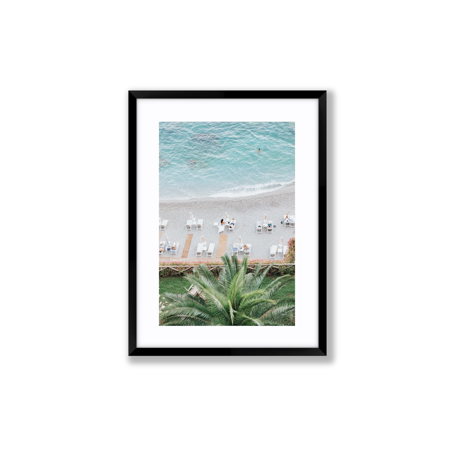 Paradiso Amalfi Mediterranean wall art Medium fine art print in black frame with matboard