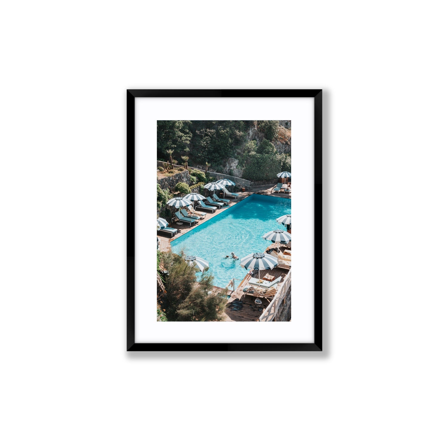 Poolside Paradise fine art print, Ischia, Italy, Medium, Black Frame · Matboard, Fine Art Print