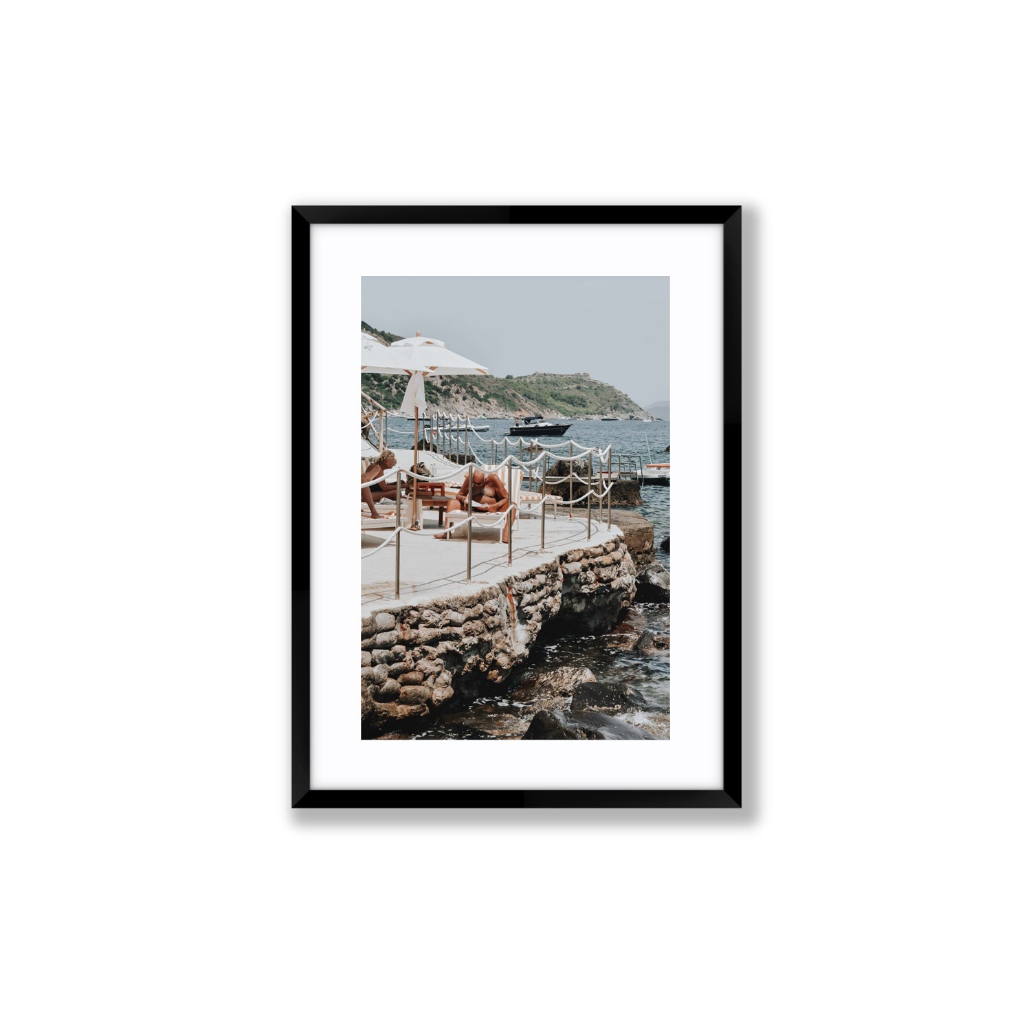 Nonno e Nonna Tuscany coastal Italian wall art Medium fine art print in black frame with matboard