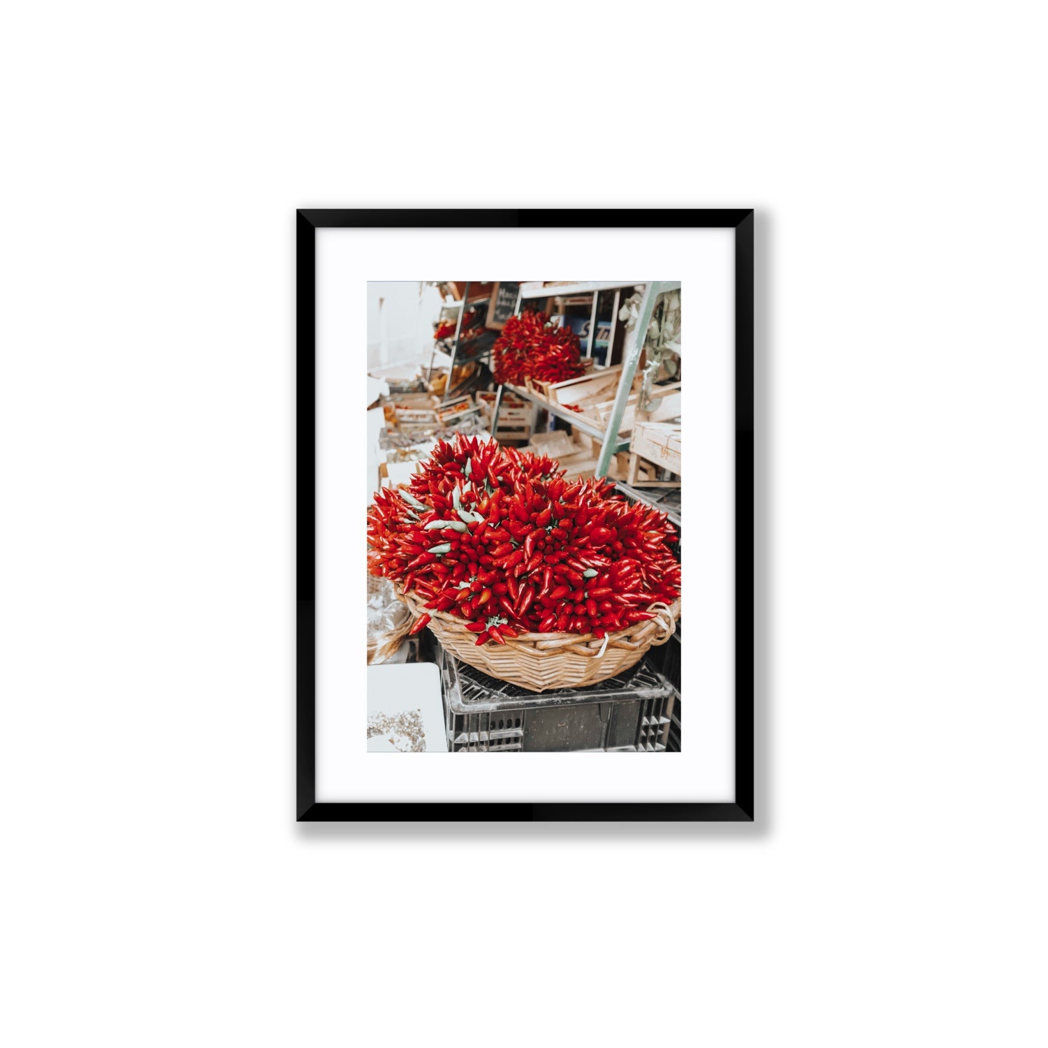 Spicy Bunch Puglia Italian wall art Medium fine art print in black frame with matboard