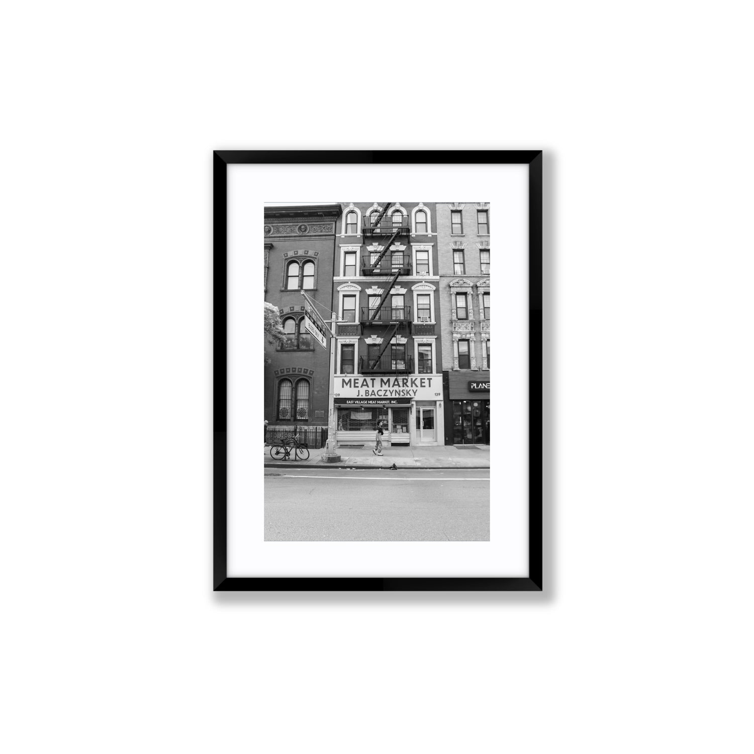Vertical Village New York NYC Black & White wall art Medium fine art print in black frame with matboard