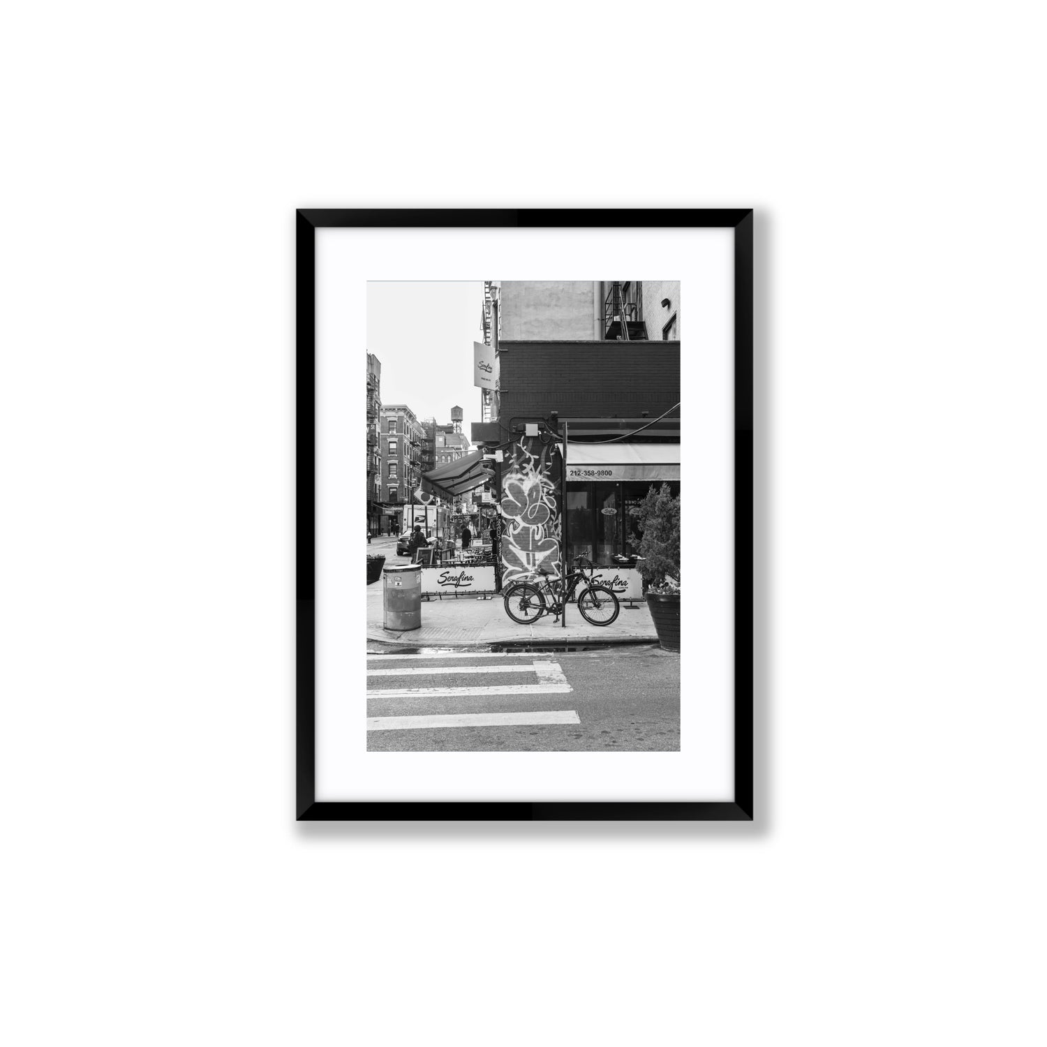 Cafe Canvas New York NYC Black & White wall art Medium fine art canvas in black frame