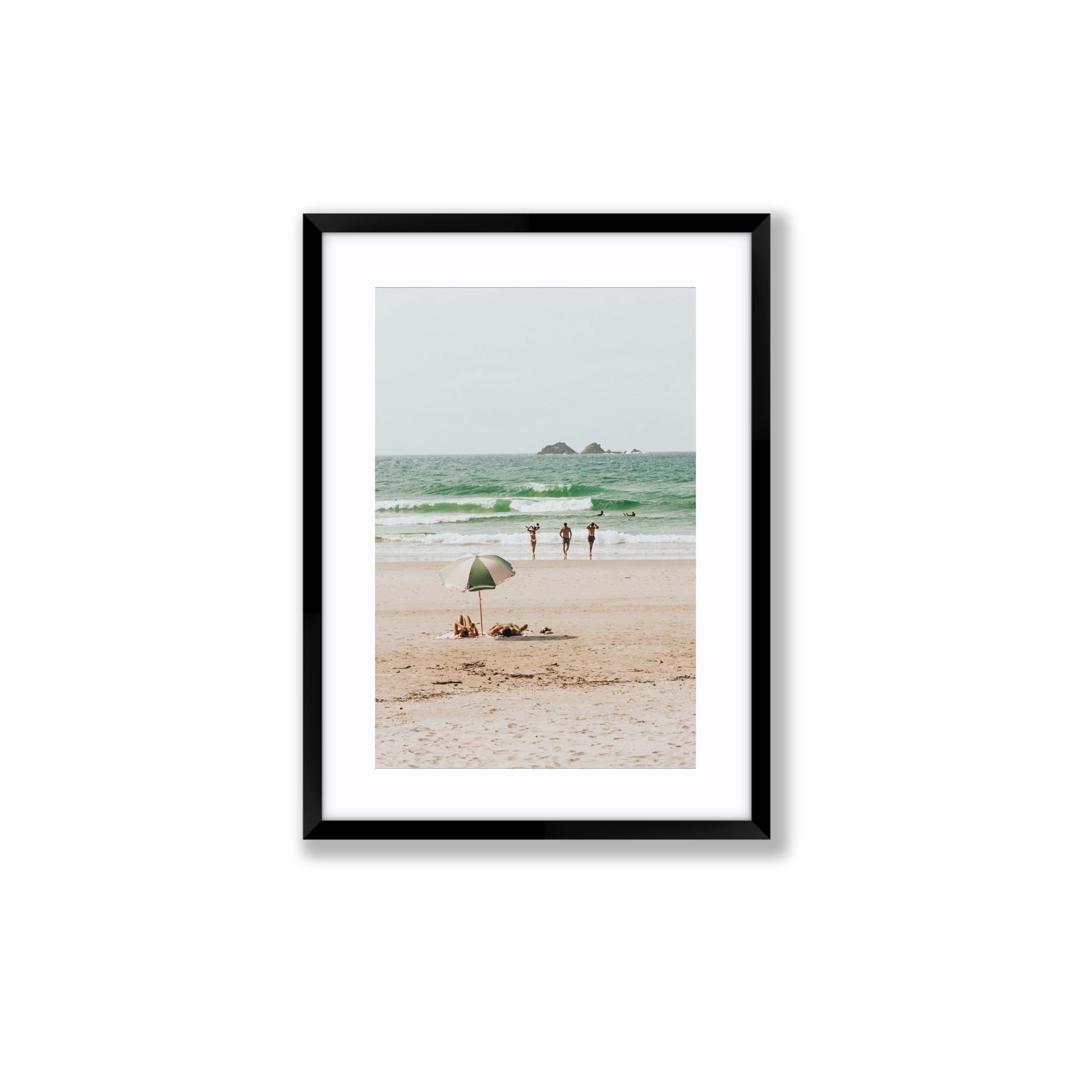Escape The Ordinary Byron Bay coastal decor wall art Medium fine art print in black frame with matboard