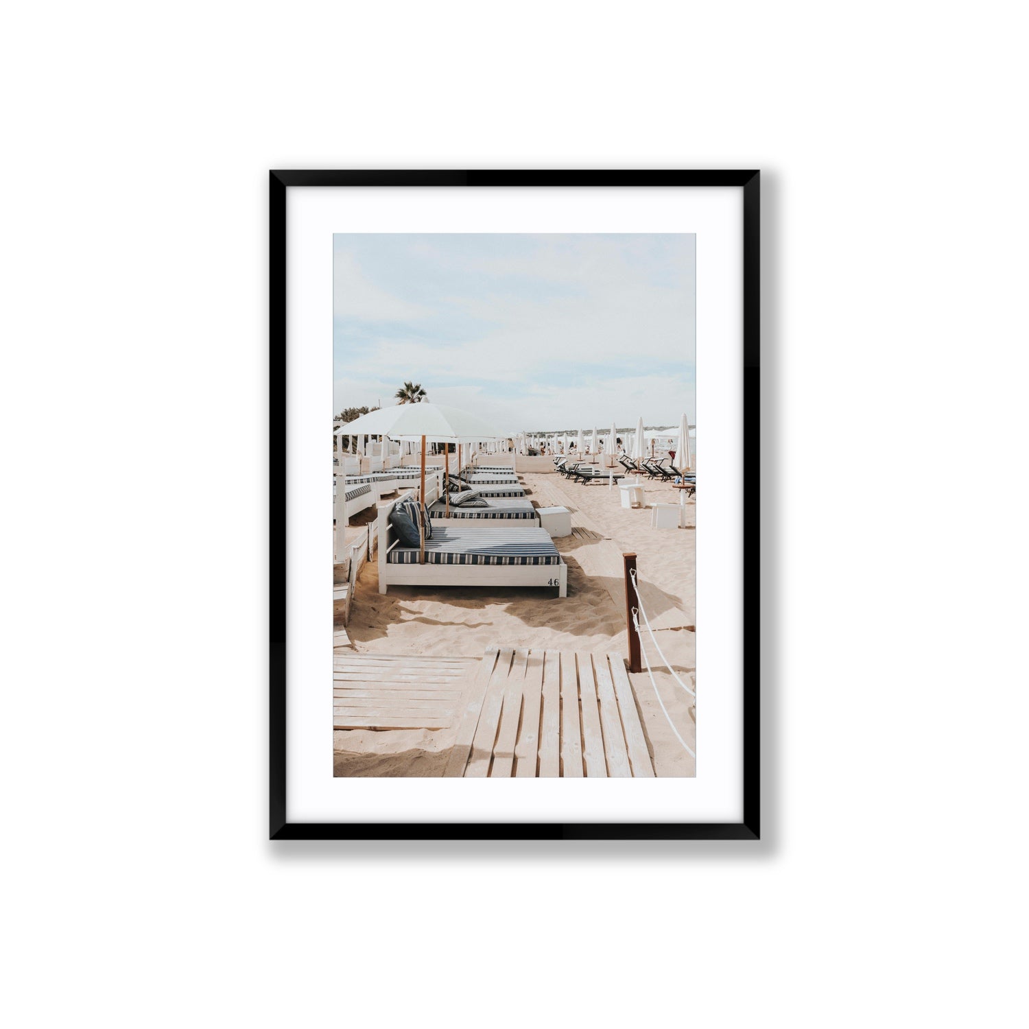 Coastal Repose Puglia beach Mediterranean fine art print Large fine art print in black frame with matboard