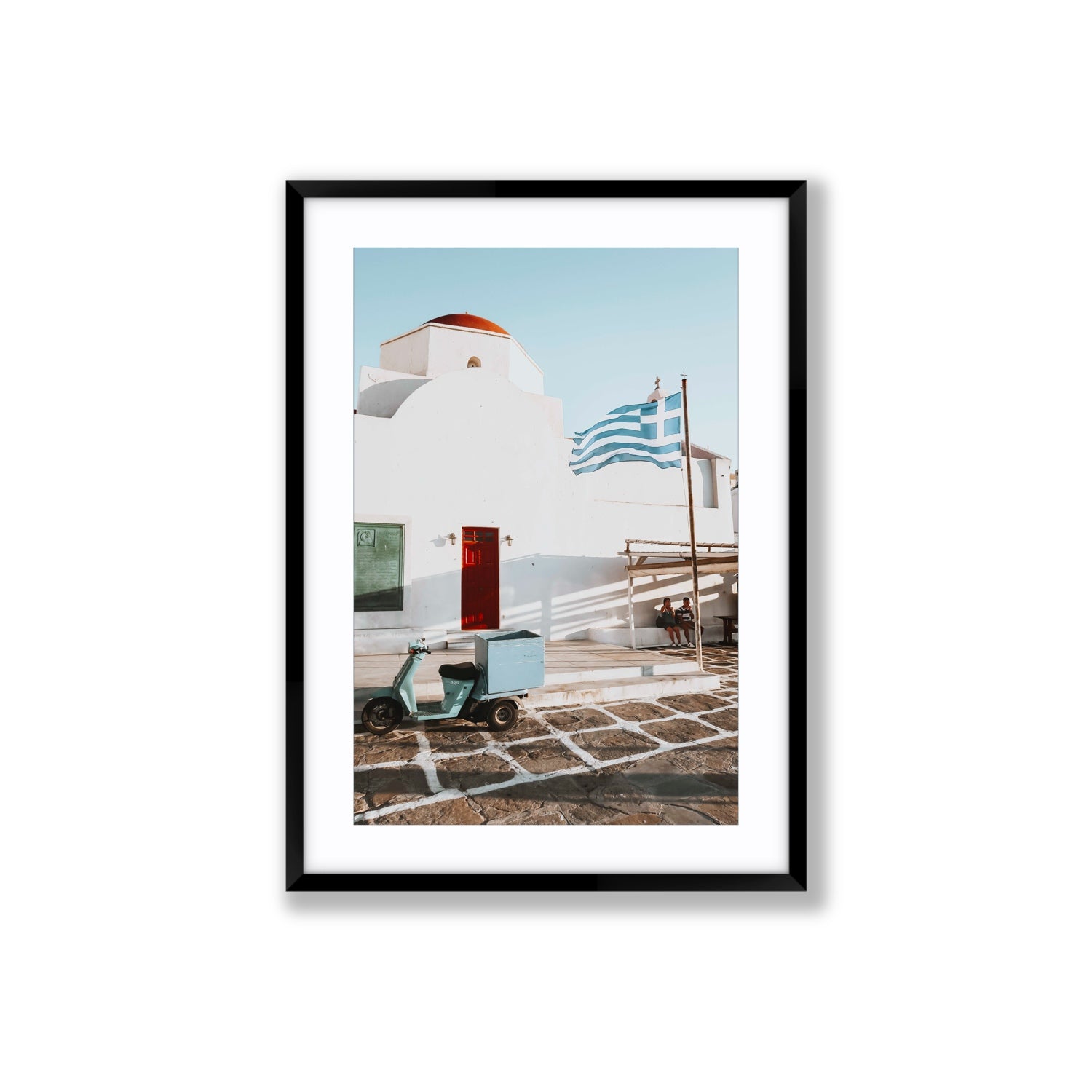 Mykonos Postcard fine art print, Mykonos, Greece, Large, Black Frame · Matboard, Fine Art Print