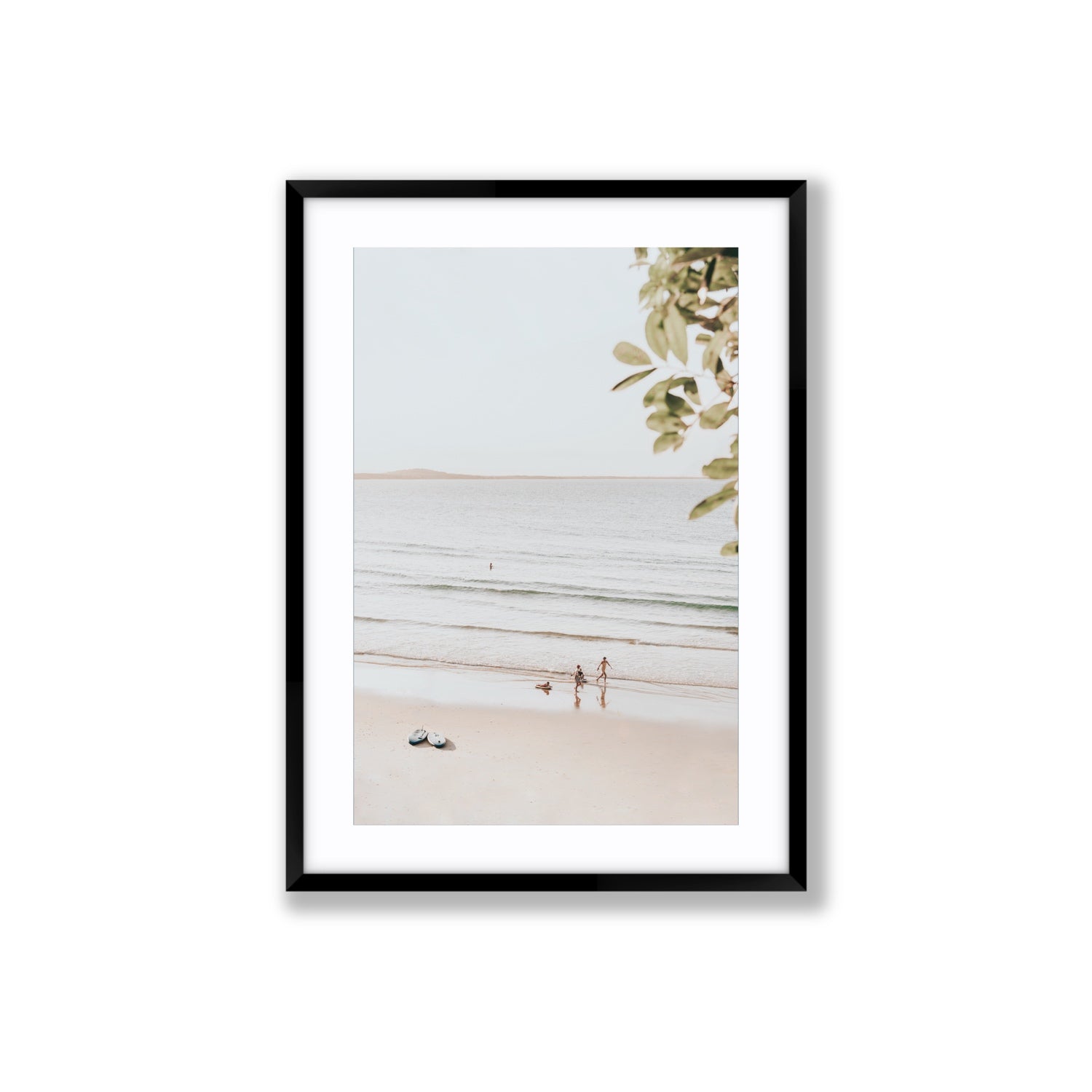 Walking On Sunshine fine art print, Noosa, Australia, coastal scenes artwork, Large, Black Frame · Matboard, Fine Art Print