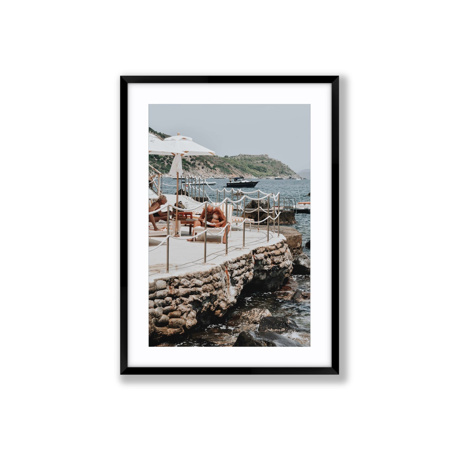 Nonno e Nonna Tuscany coastal Italian wall art Large fine art print in black frame with matboard