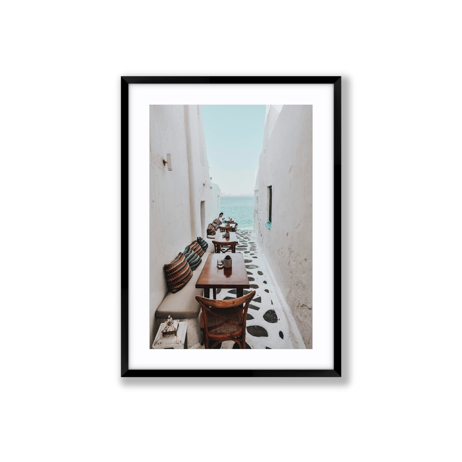 Trip Down Memory Lane fine art print, Mykonos, Greece, Large, Black Frame · Matboard, Fine Art Print