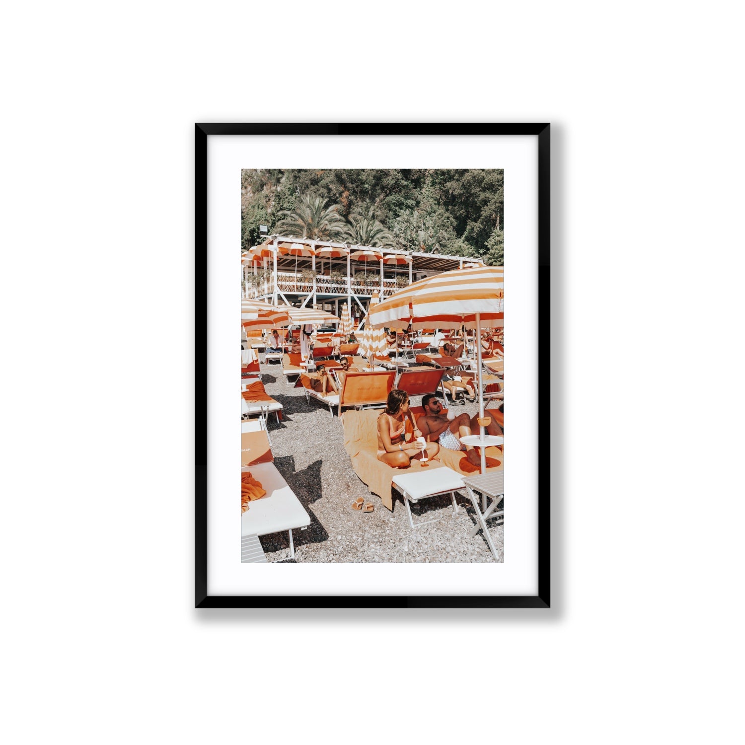 Lounging In Lido fine art print, Positano, Italy, Large, Black Frame · Matboard, Fine Art Print