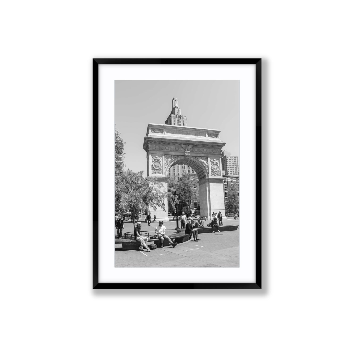 City Picnic New York NYC Black & White wall art Large fine art print in black frame with matboard