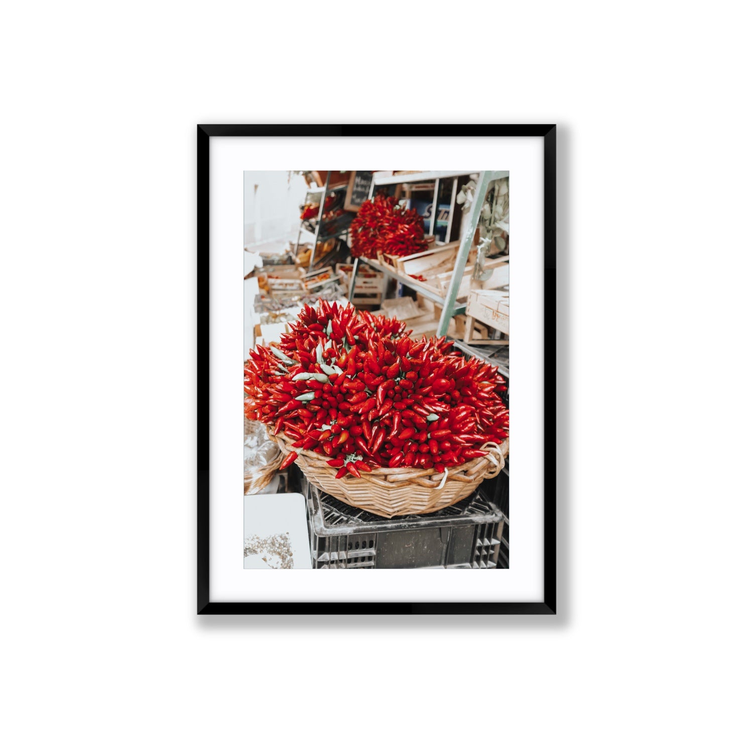 Spicy Bunch Puglia Italian wall art Large fine art print in black frame with matboard