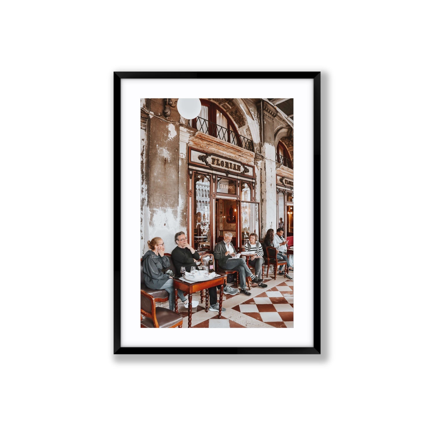Tea Room Venice Italian wall art Large fine art print in black frame with matboard