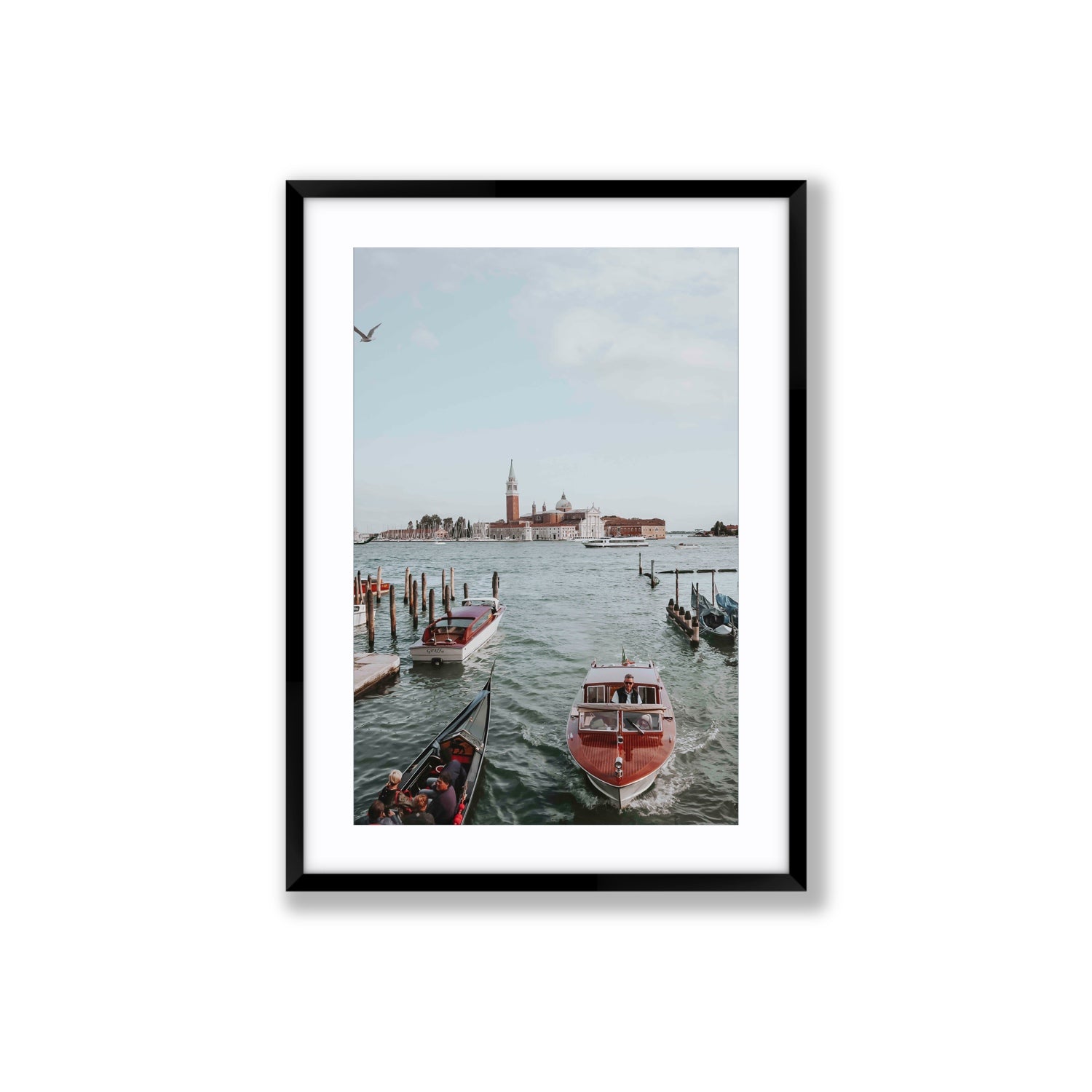Galleggiante Venice Italian wall art Large fine art print in black frame with matboard