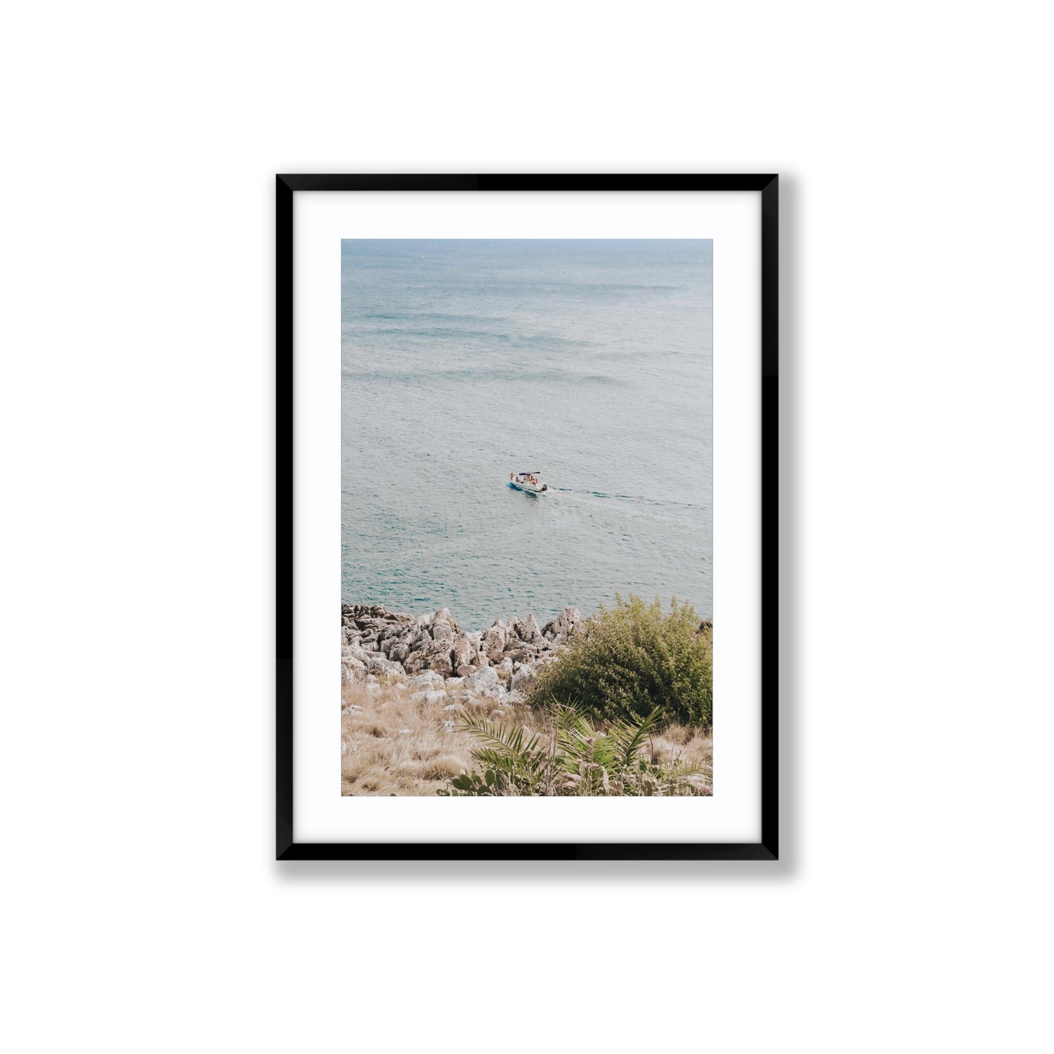 Puglian Departure Puglia coastal Italian wall art Large fine art print in black frame with matboard