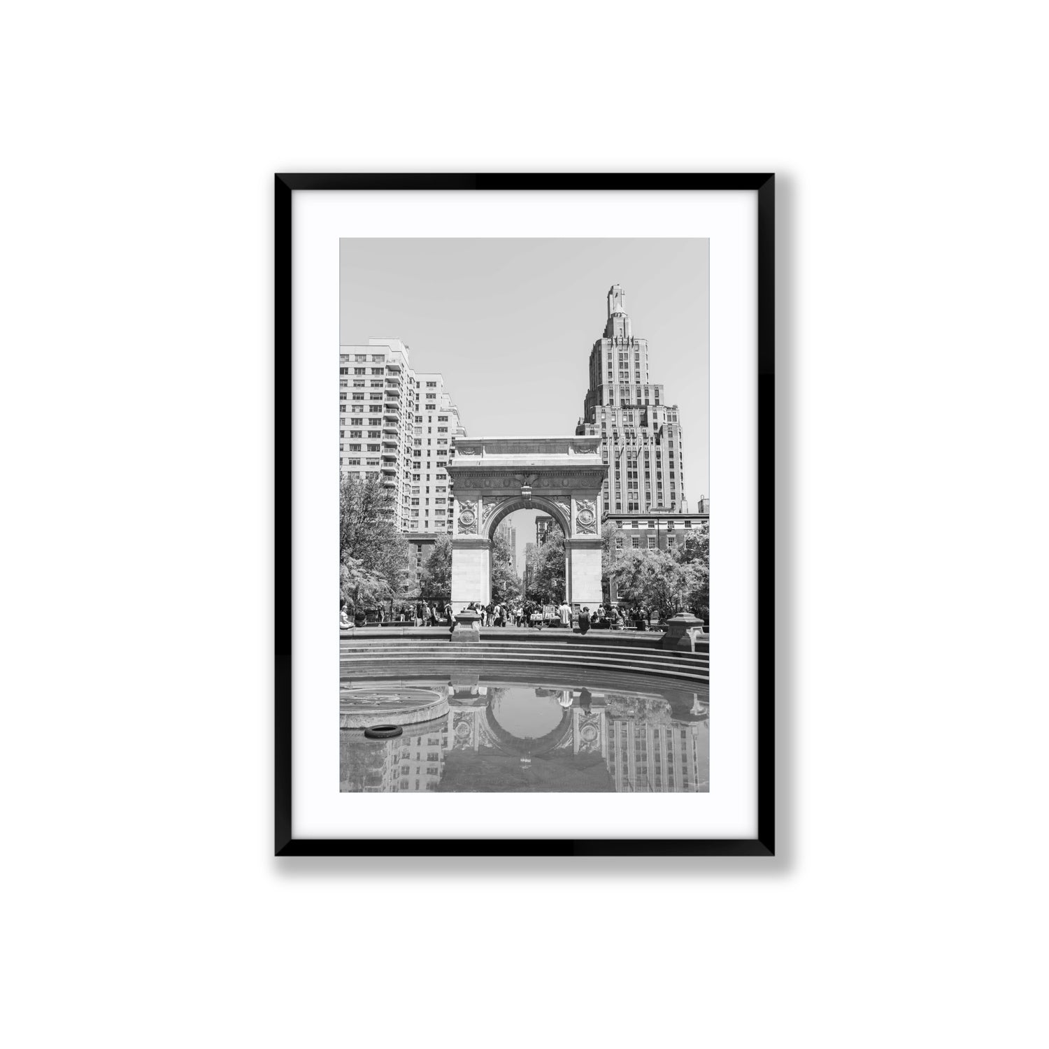 Washington Skyline New York NYC Black & White wall art Large fine art print in black frame with matboard