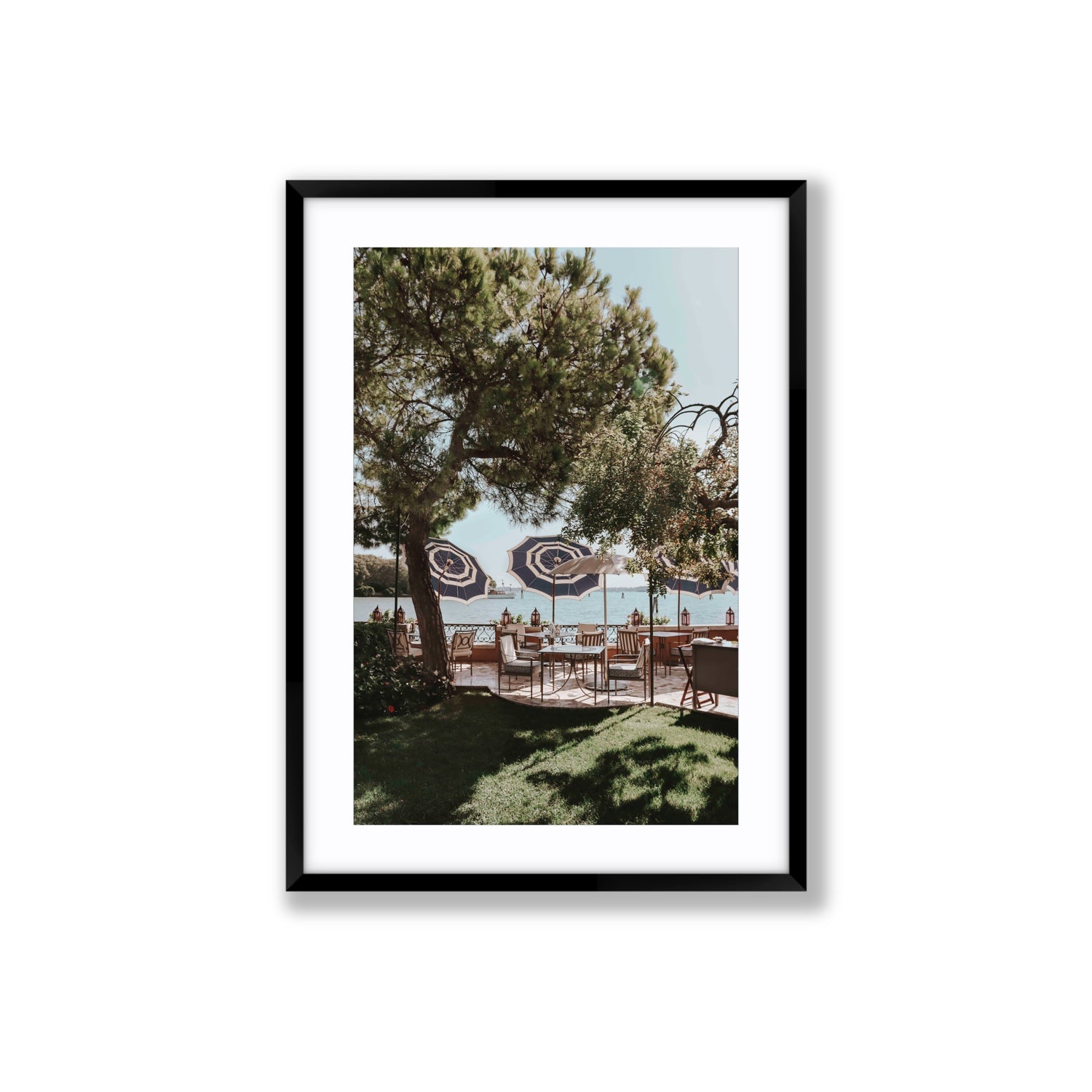 Tranquil Gardens Venice Italian wall art Large fine art print in black frame with matboard