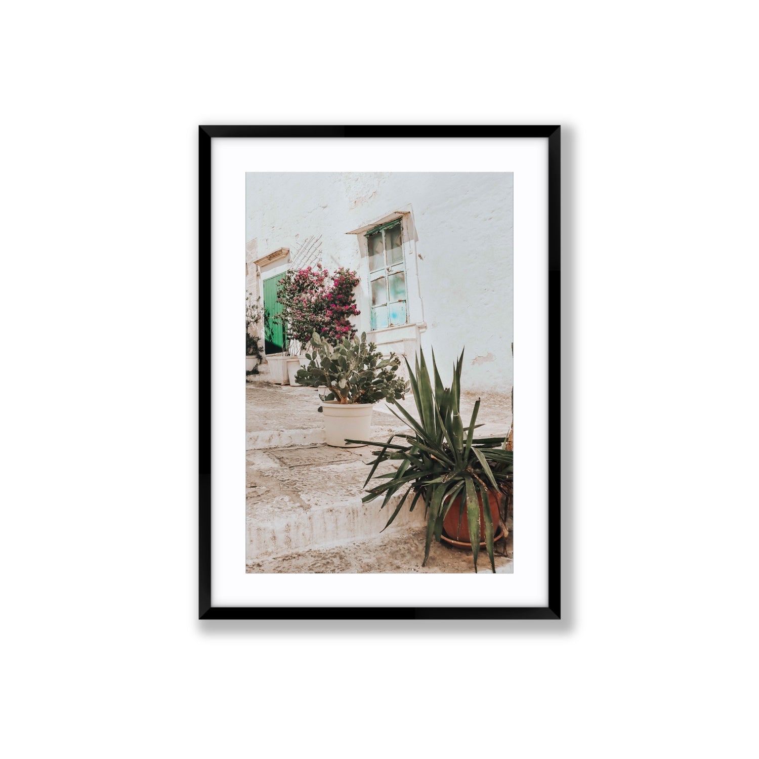 Giardino Segreto Puglia Ostuni wall art Large fine art print in black frame with matboard