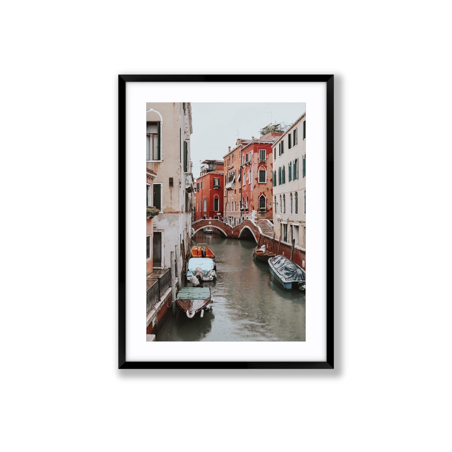 City of Water Venice Italian Mediterranean decor wall art Large fine art print in black frame with matboard