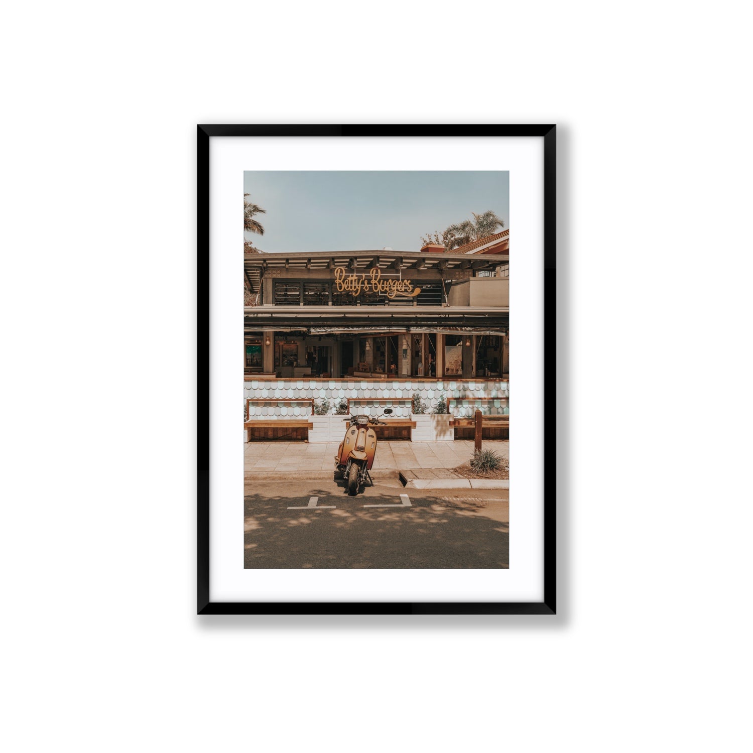 Noosa Nostalgia fine art print, Noosa, Australia, coastal scenes artwork, Large, Black Frame · Matboard, Fine Art Print