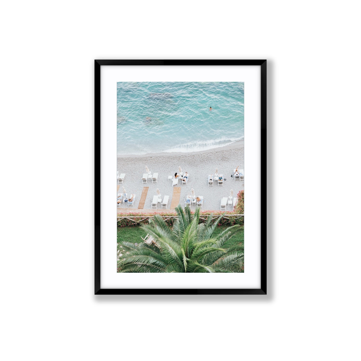Paradiso Amalfi Mediterranean wall art Large fine art print in black frame with matboard