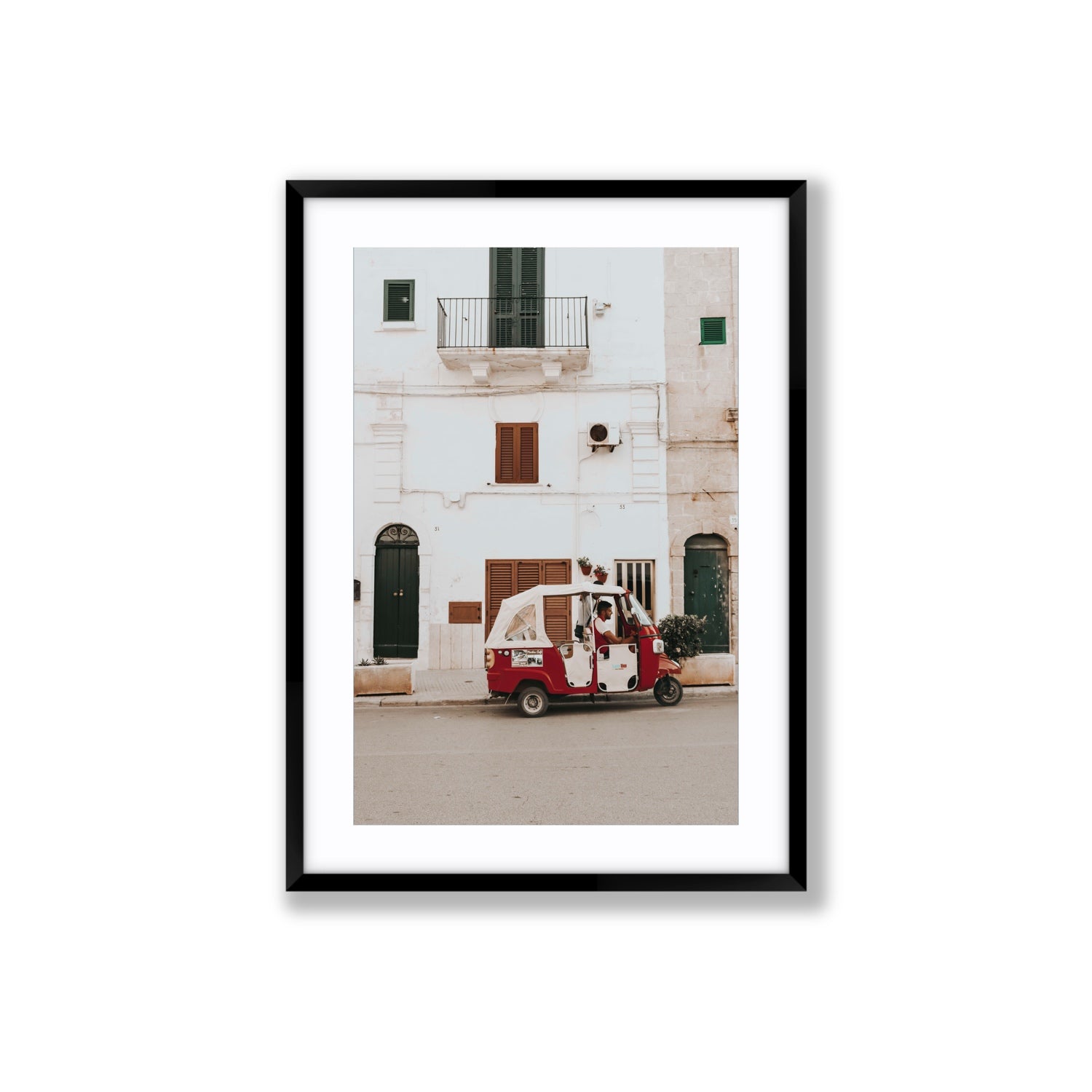 Groovy Piaggio Puglia Italian wall art Large fine art print in black frame with matboard