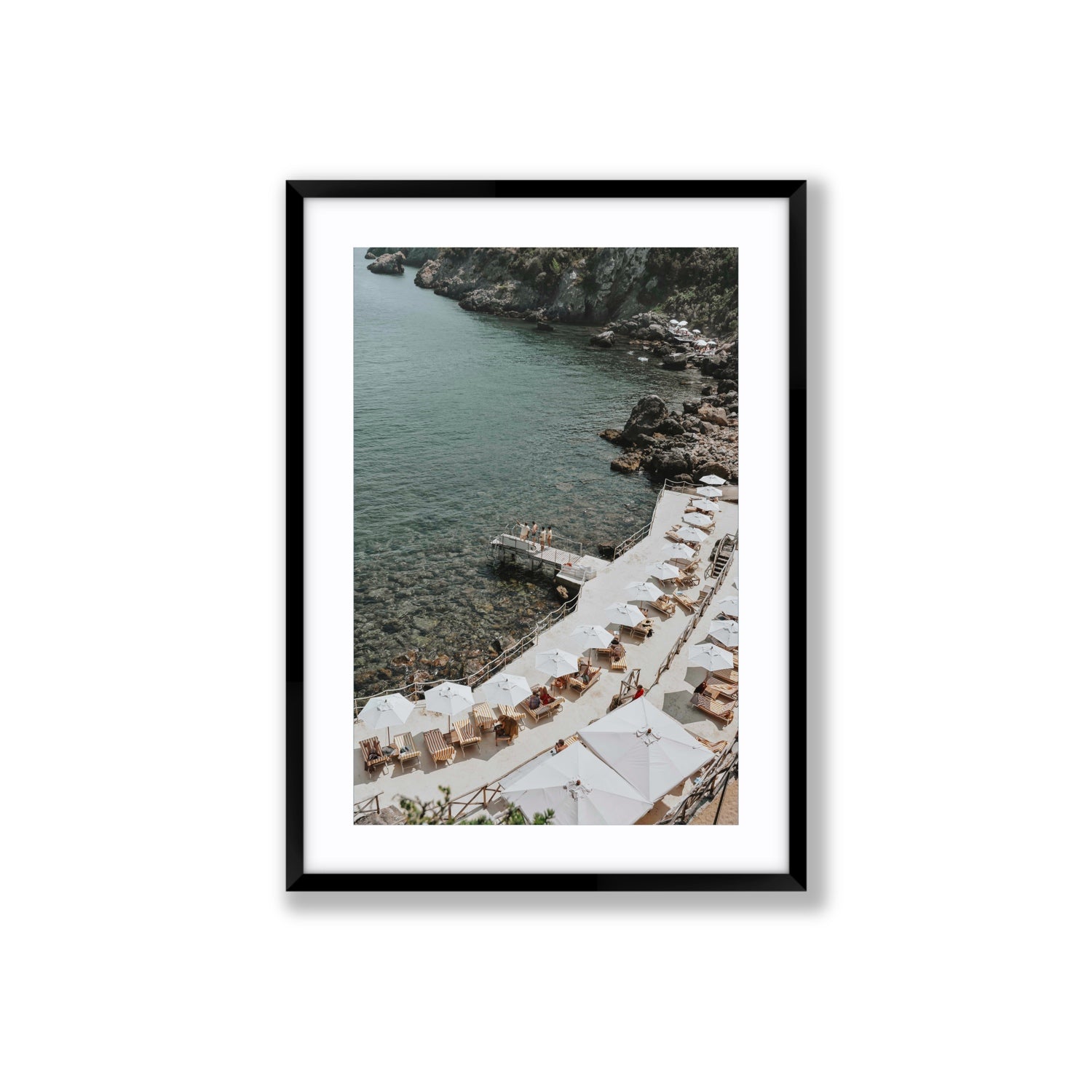 Pier Perspectives Tuscany coastal Italian wall art Large fine art print in black frame with matboard