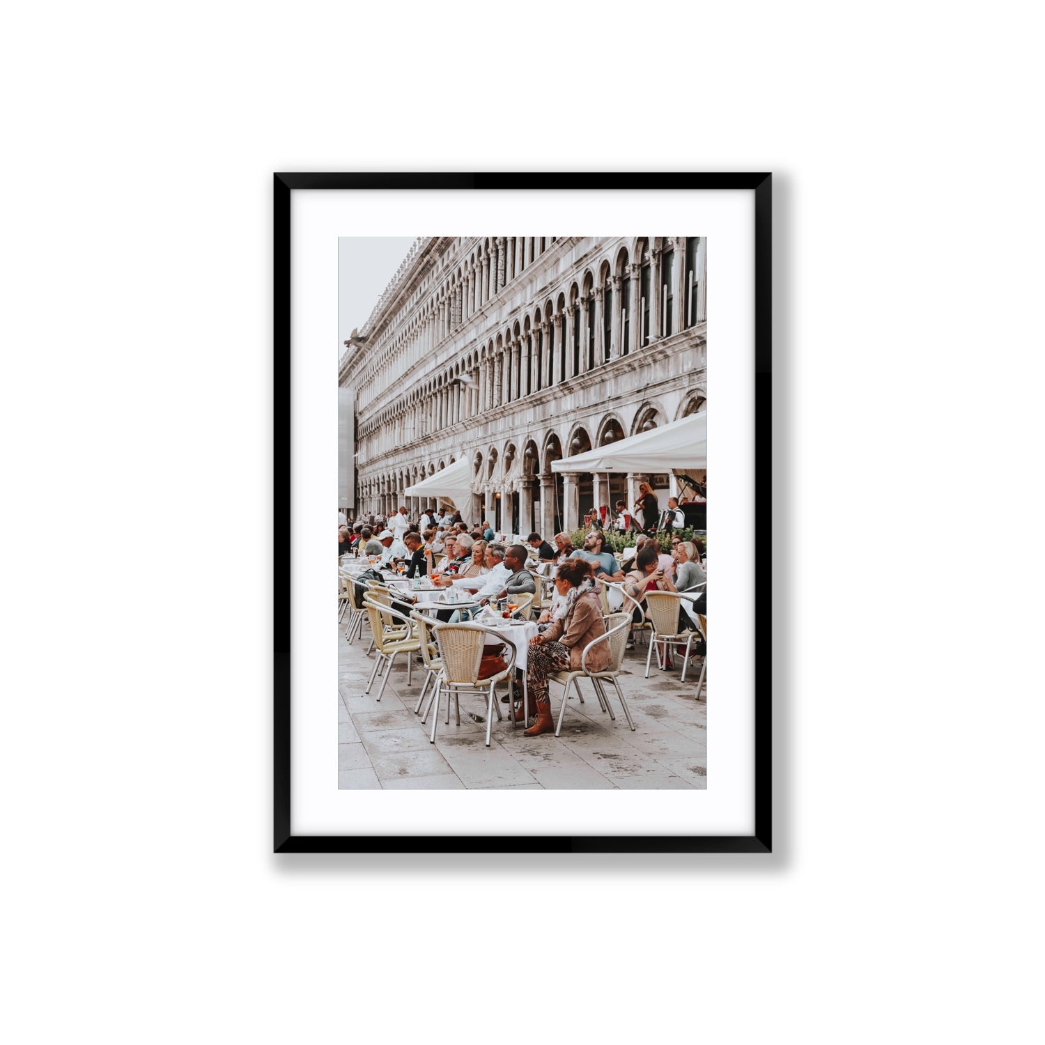 Lunchbreak Venice Italian wall art Large fine art print in black frame with matboard