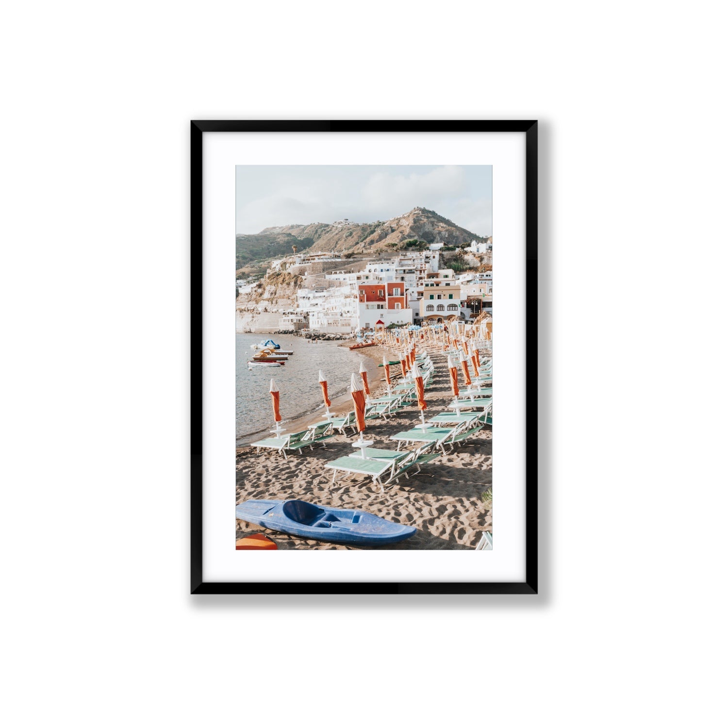 L'Isola del Paradiso Ischia Mediterranean wall art Large fine art print in black frame with matboard