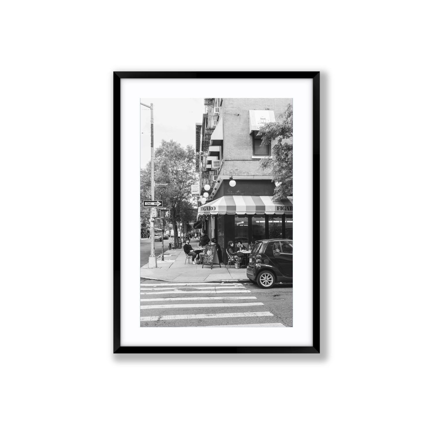 Figaro New York NYC Black & White wall art Large fine art print in black frame with matboard