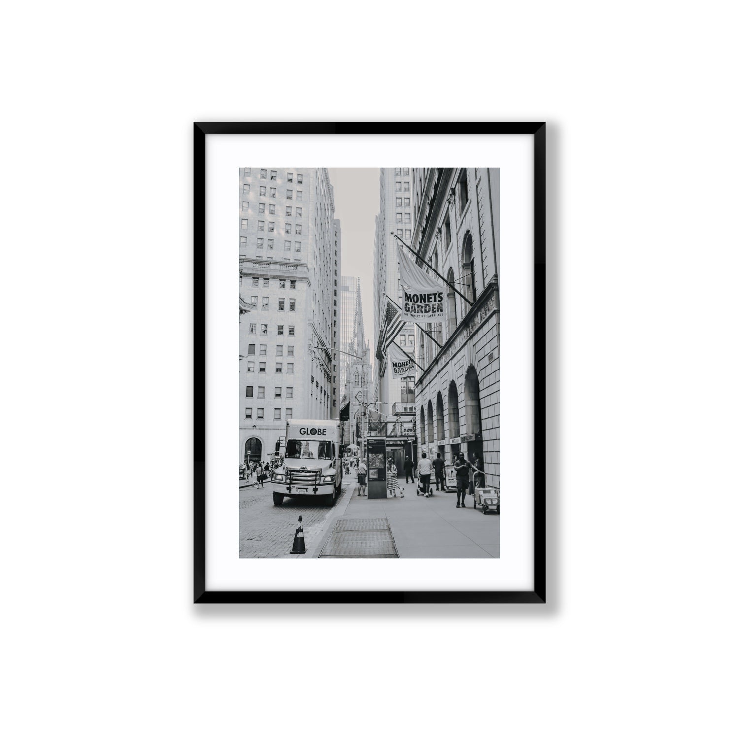 Metropolitan Monotone New York NYC Black & White wall art Large fine art print in black frame with matboard