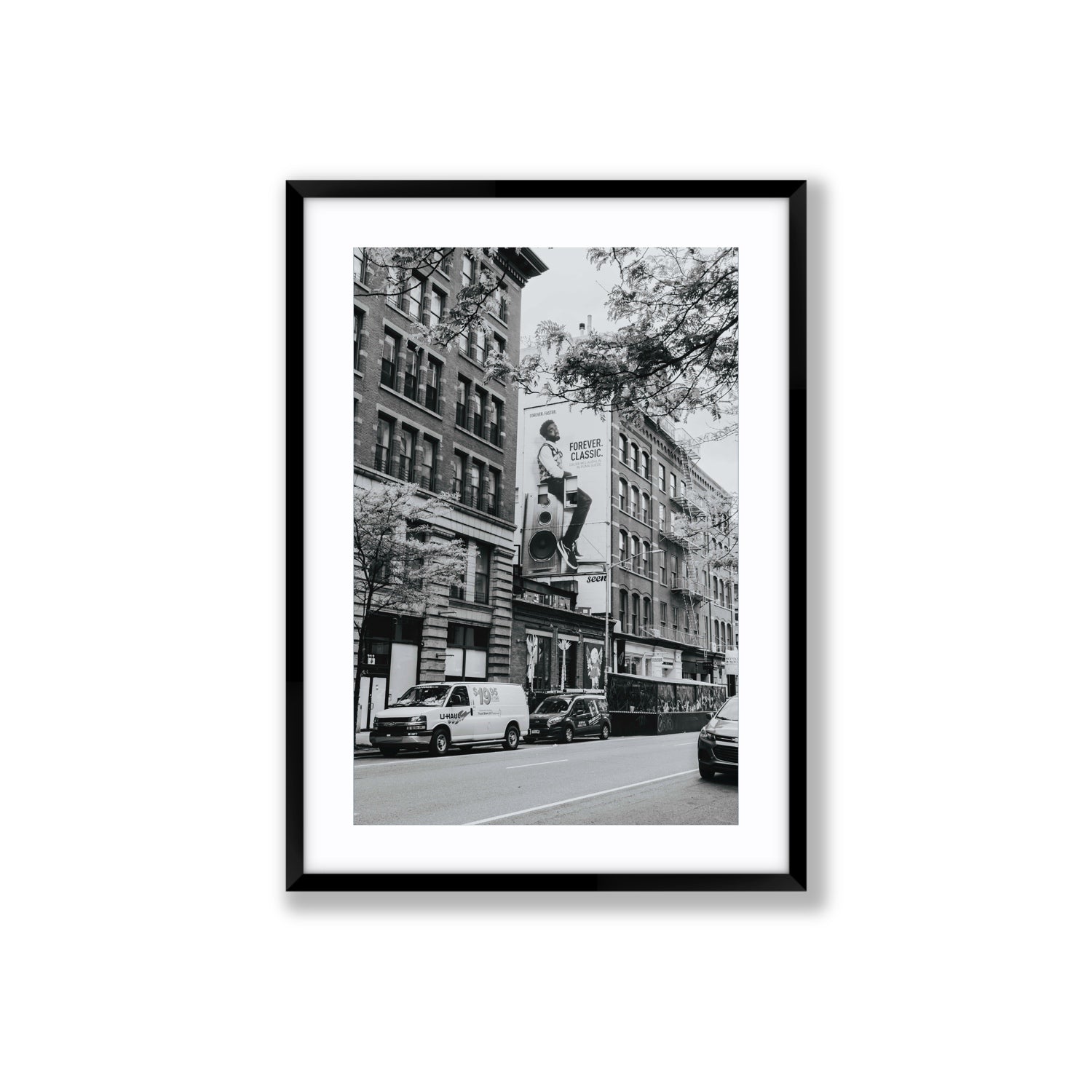 Forever Classic New York NYC Black & White wall art Large fine art print in black frame with matboard