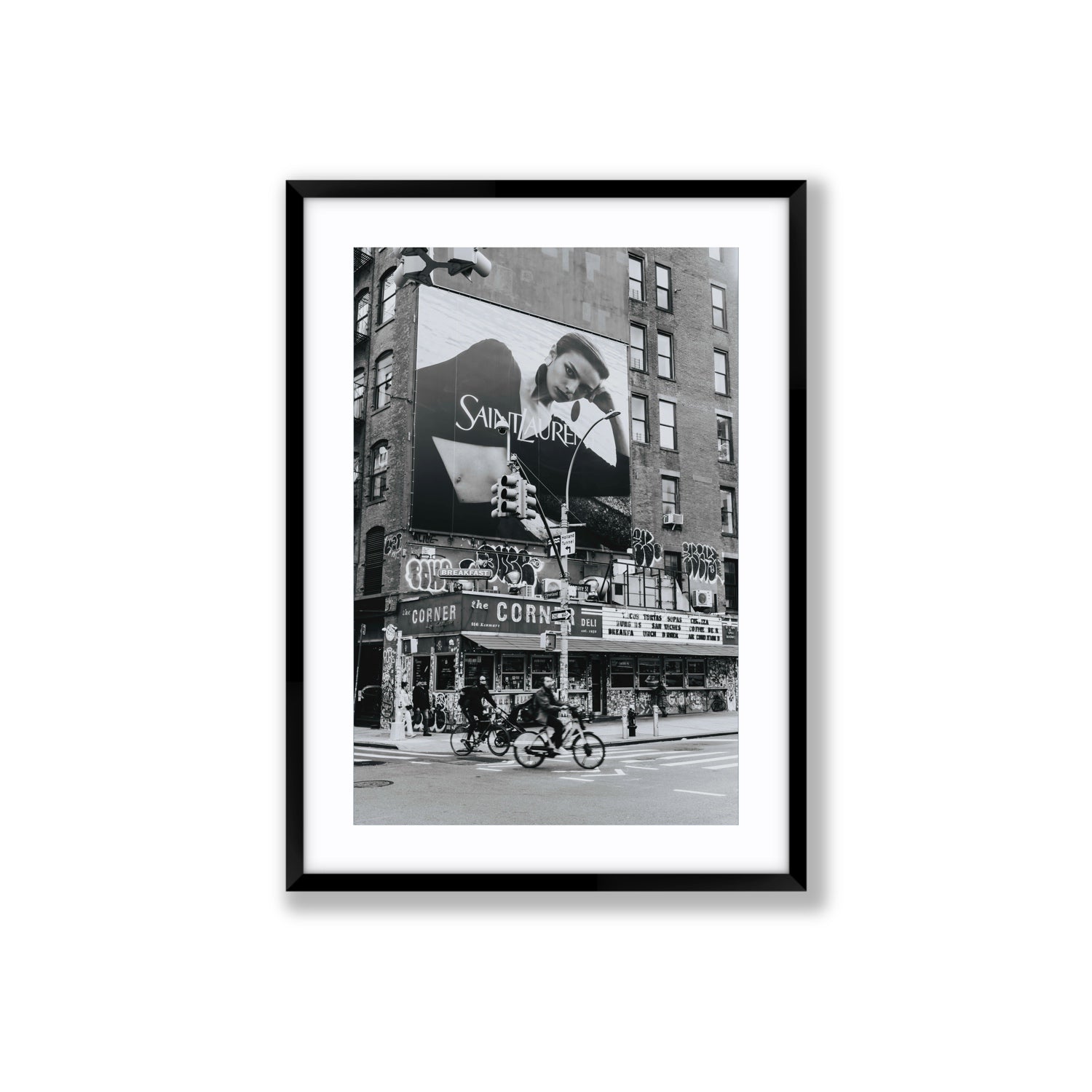 Runway To Rooftops New York NYC Black & White wall art Large fine art print in black frame with matboard