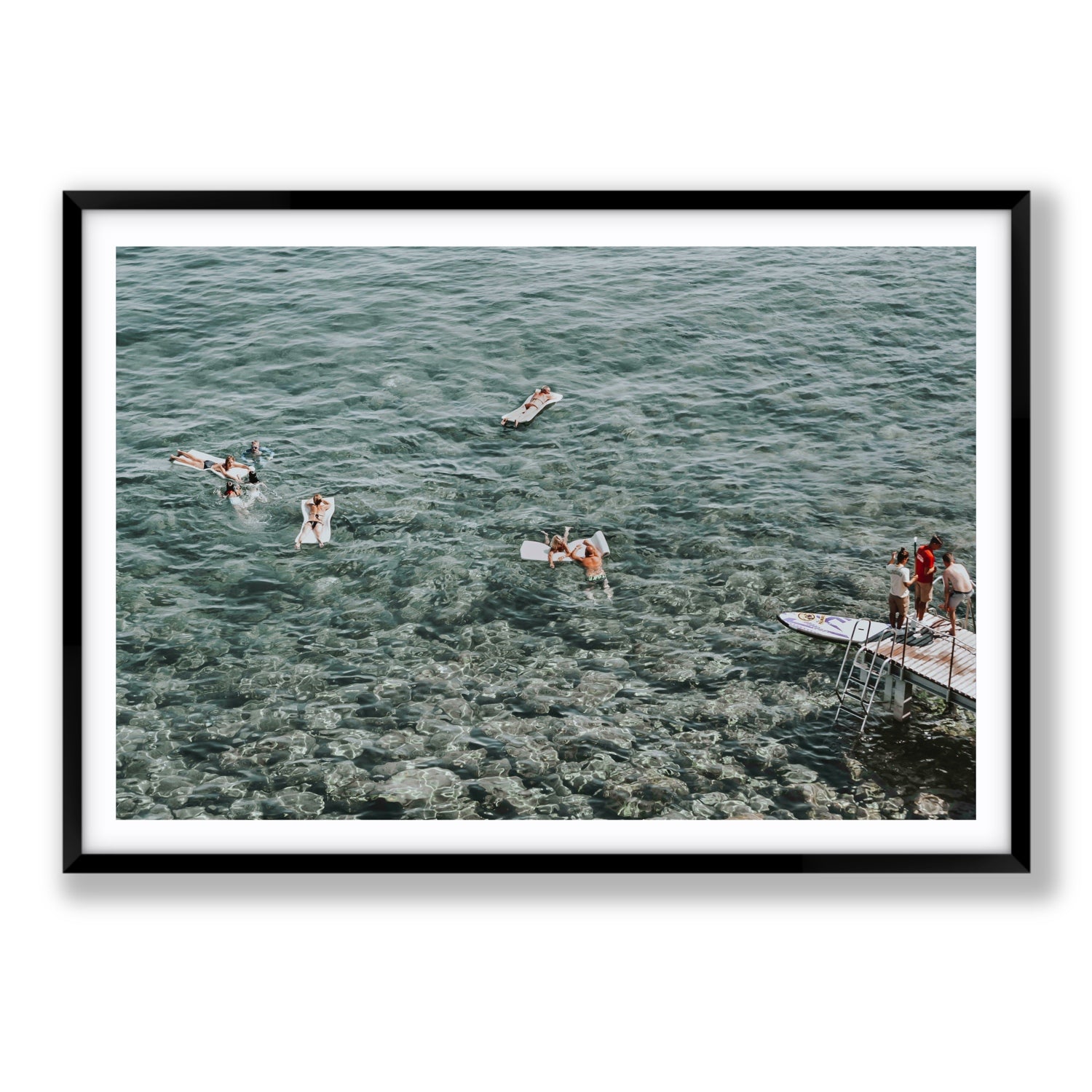 Having A Whale Of A Time Tuscany coastal wall art Statement fine art print in black frame with matboard