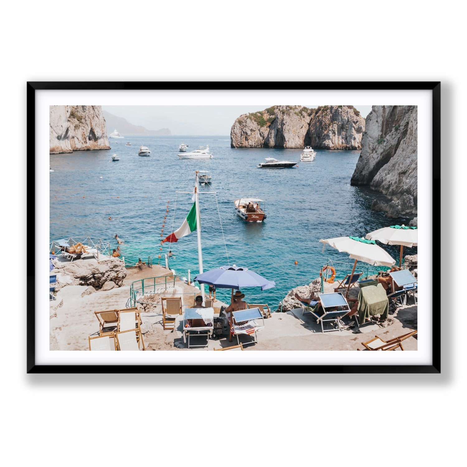 Smooth Sailing fine art print, Capri, Italy, Statement, Black Frame · Matboard, Fine Art Print