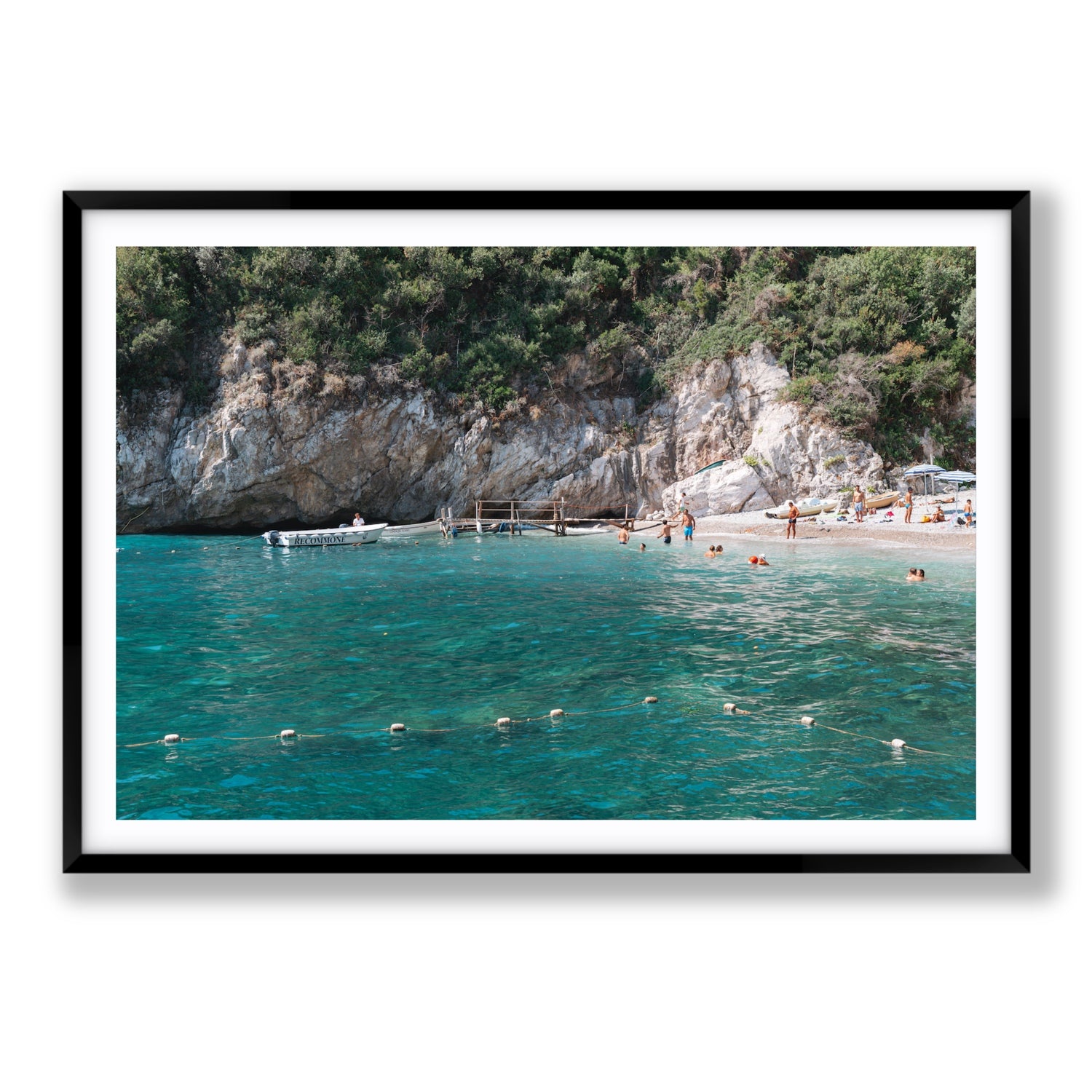 Azure Abyss Nerano wall art Statement fine art print in black frame with matboard